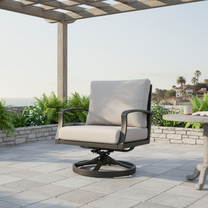 2-piece Wide Seating Patio Outdoor Swivel Sofa Chairs - C067