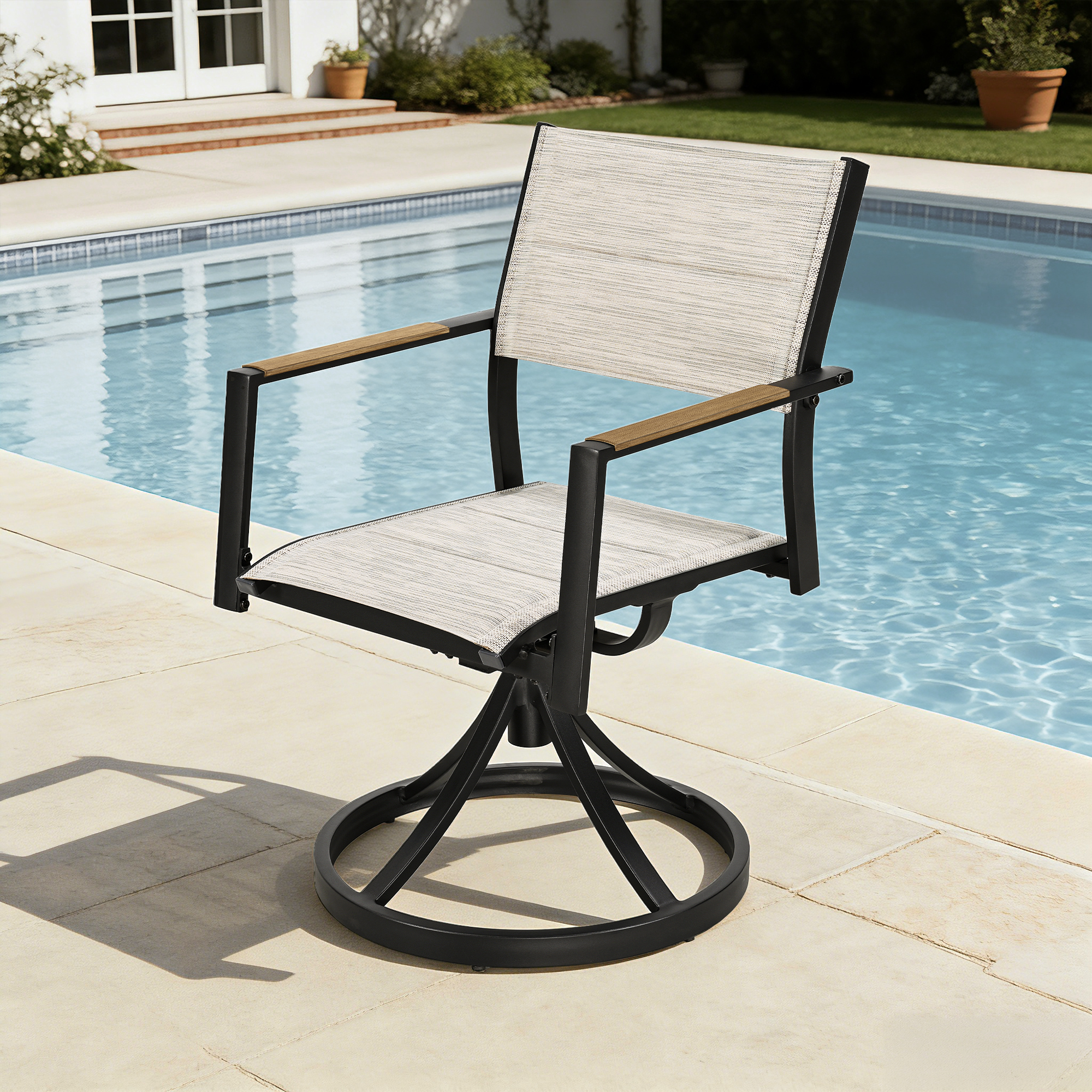 2-piece Patio Swivel Dining Chairs Set - C059