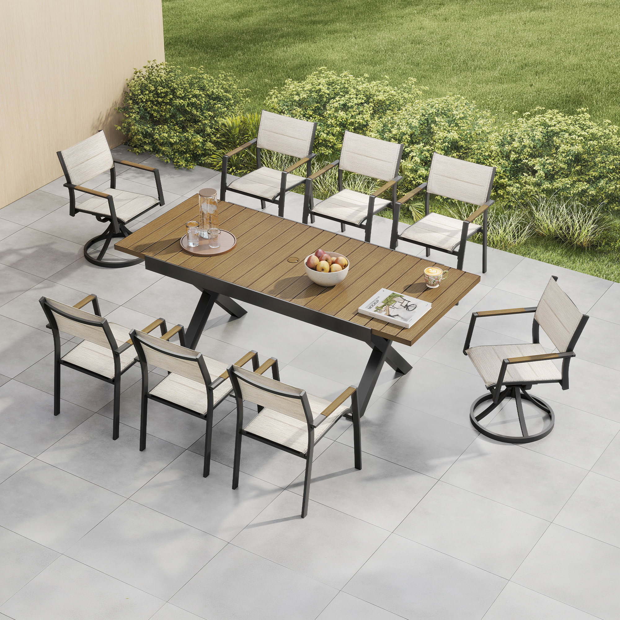 Expandable Outdoor Dining Table for 8 Person - D060