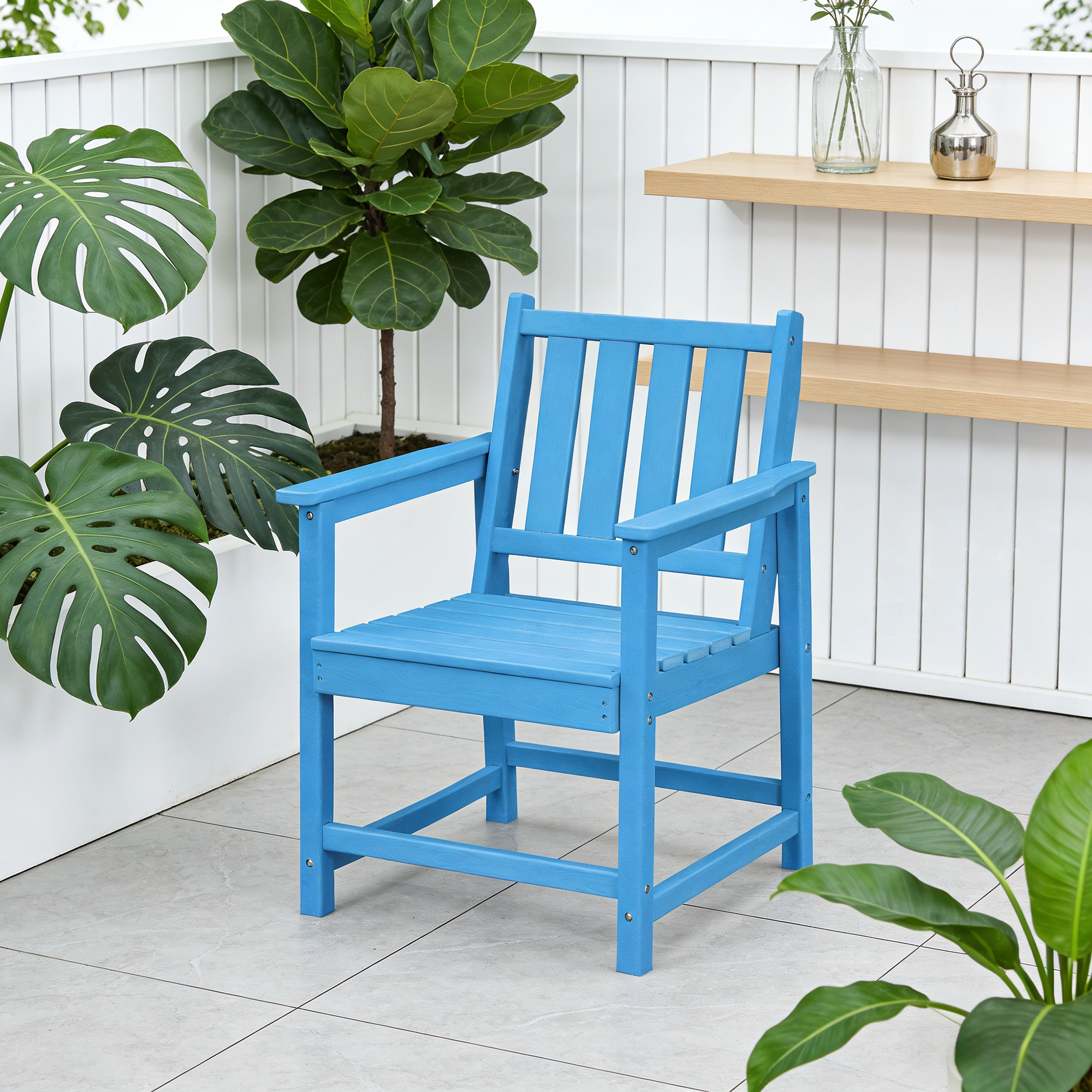 HDPE Patio Outdoor Dining Chair with Armrest - C074