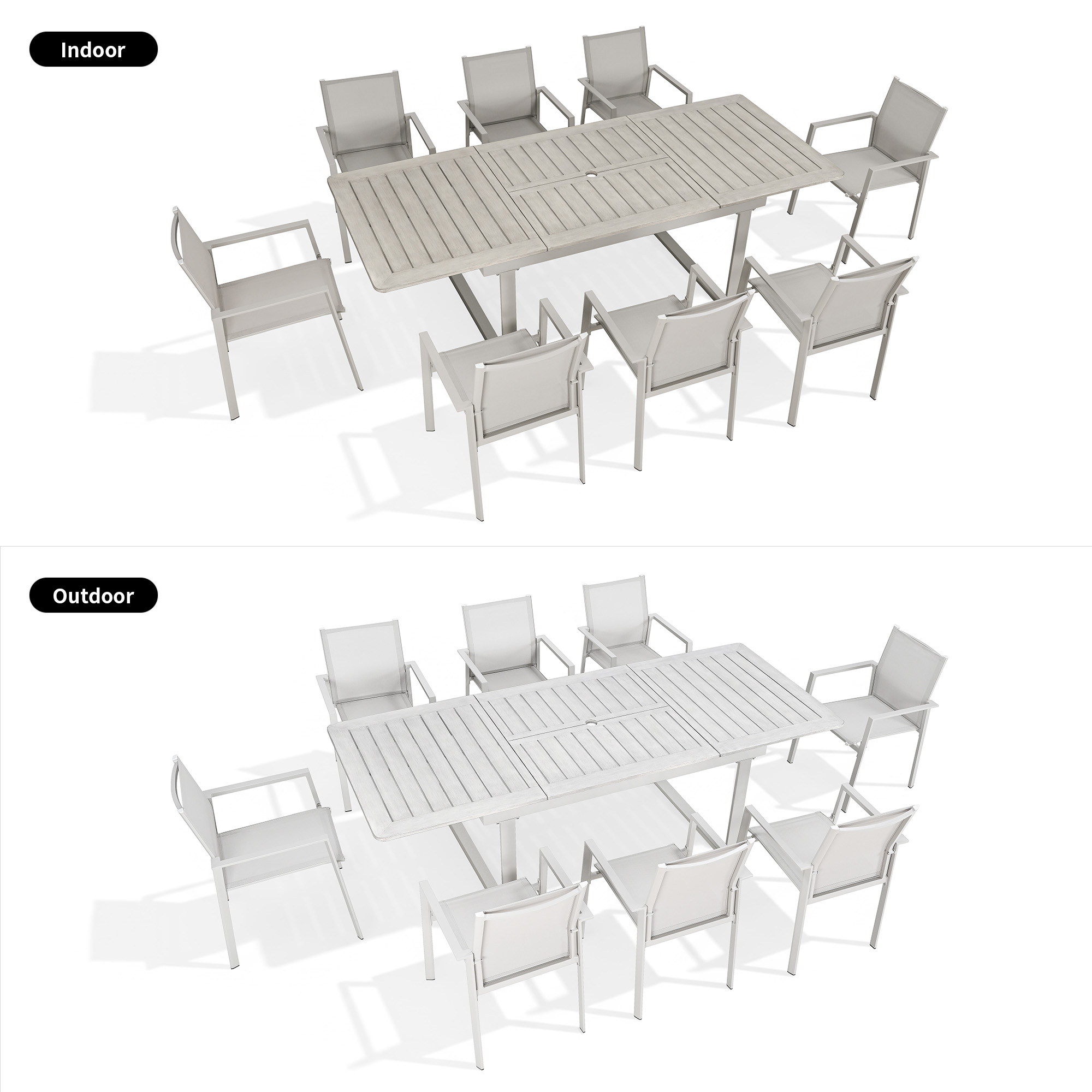 9-Piece Extendable Patio Outdoor Dining Set for 8 person - DS057