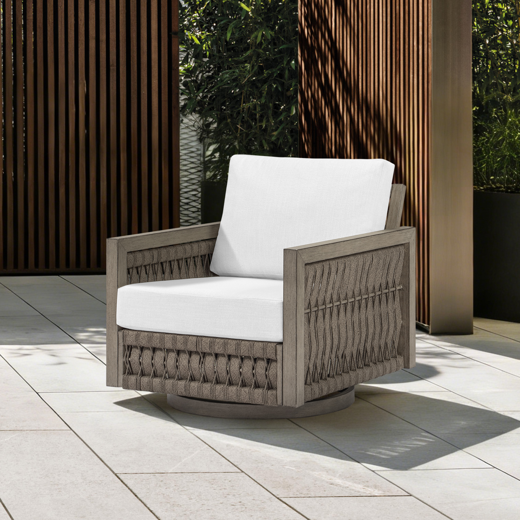 Modern swivel patio chair with woven texture - Seehill