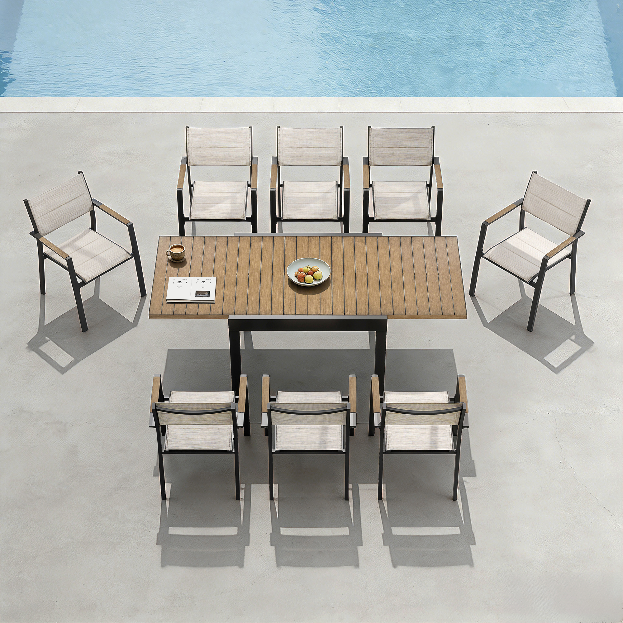 9-Piece Extendable Outdoor Dining Set for 8 Person- DS065-1