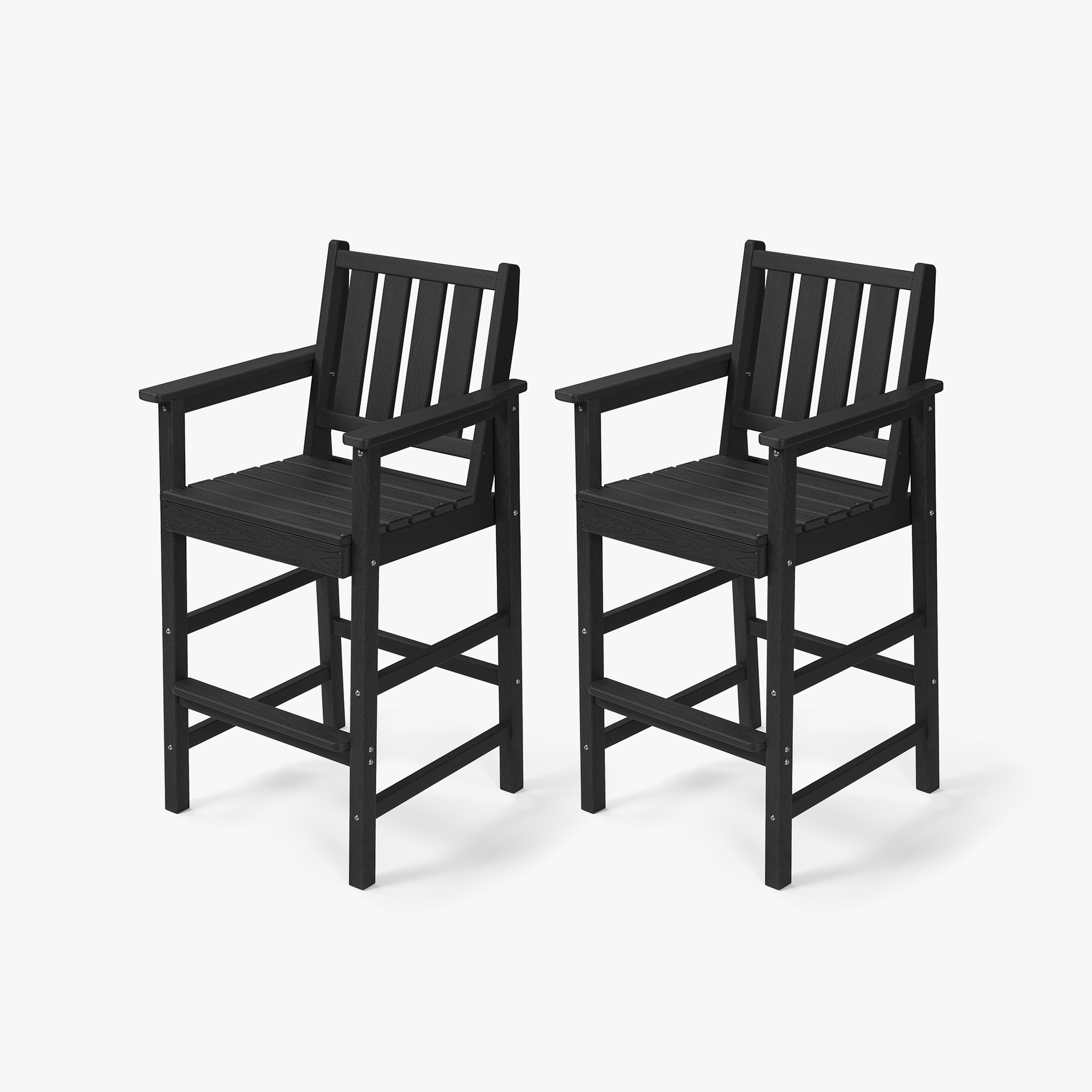 2-Piece HDPE Patio Tall Adirondack Bar Chair Set with Footrest - C077