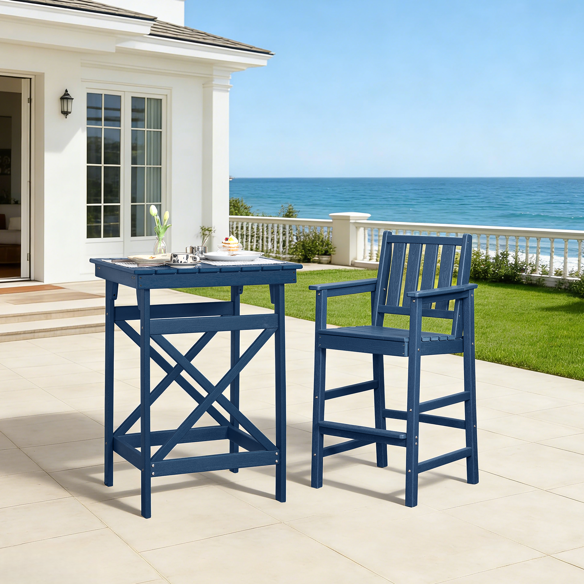 HDPE Patio Adirondack Outdoor Bar Height Table - C078-1