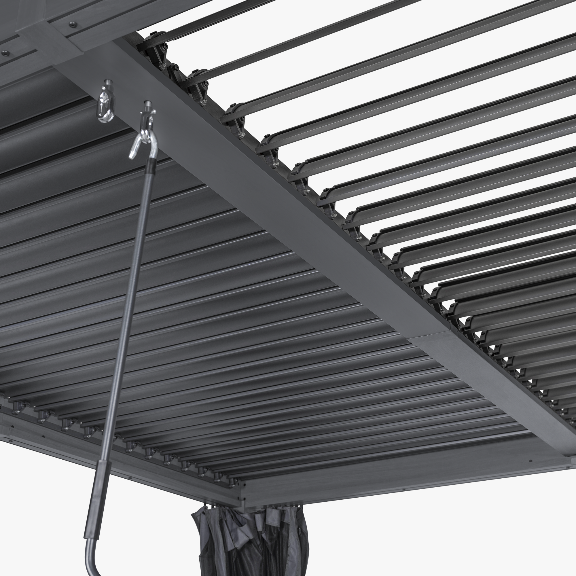 Aluminum Adjustable Louvered Pergola with Curtains and Netting