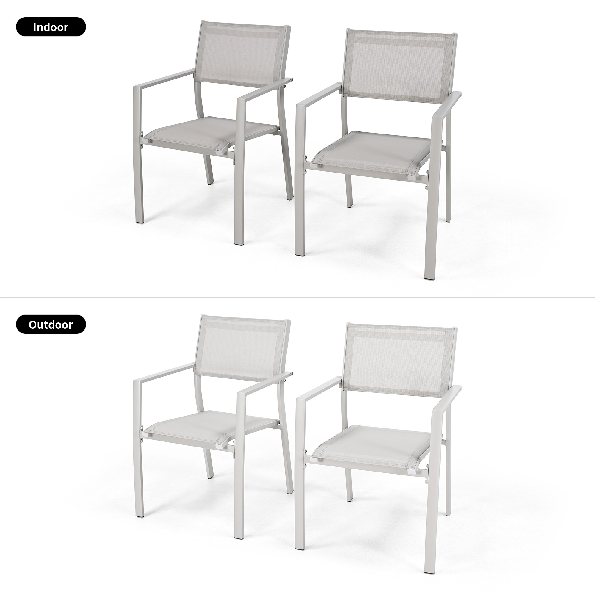 2-Piece Patio Stackable Dining Chairs with Textilene -C054