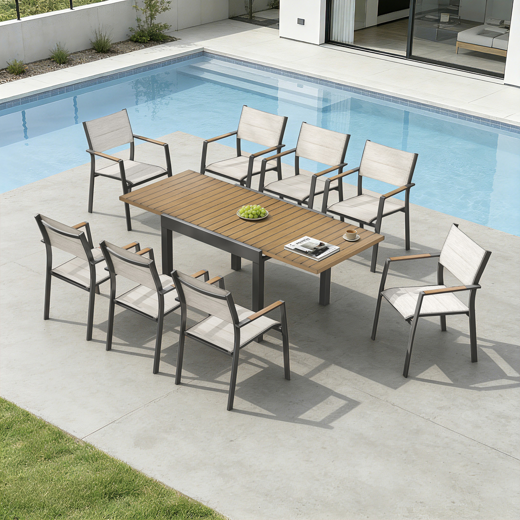 Extendable Outdoor Dining Table for 4-8 Person - D063-2
