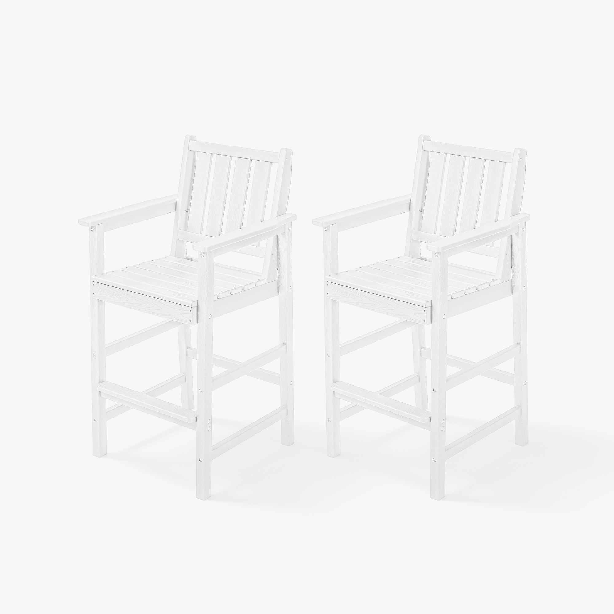 2-Piece HDPE Patio Tall Adirondack Bar Chair Set with Footrest - C077