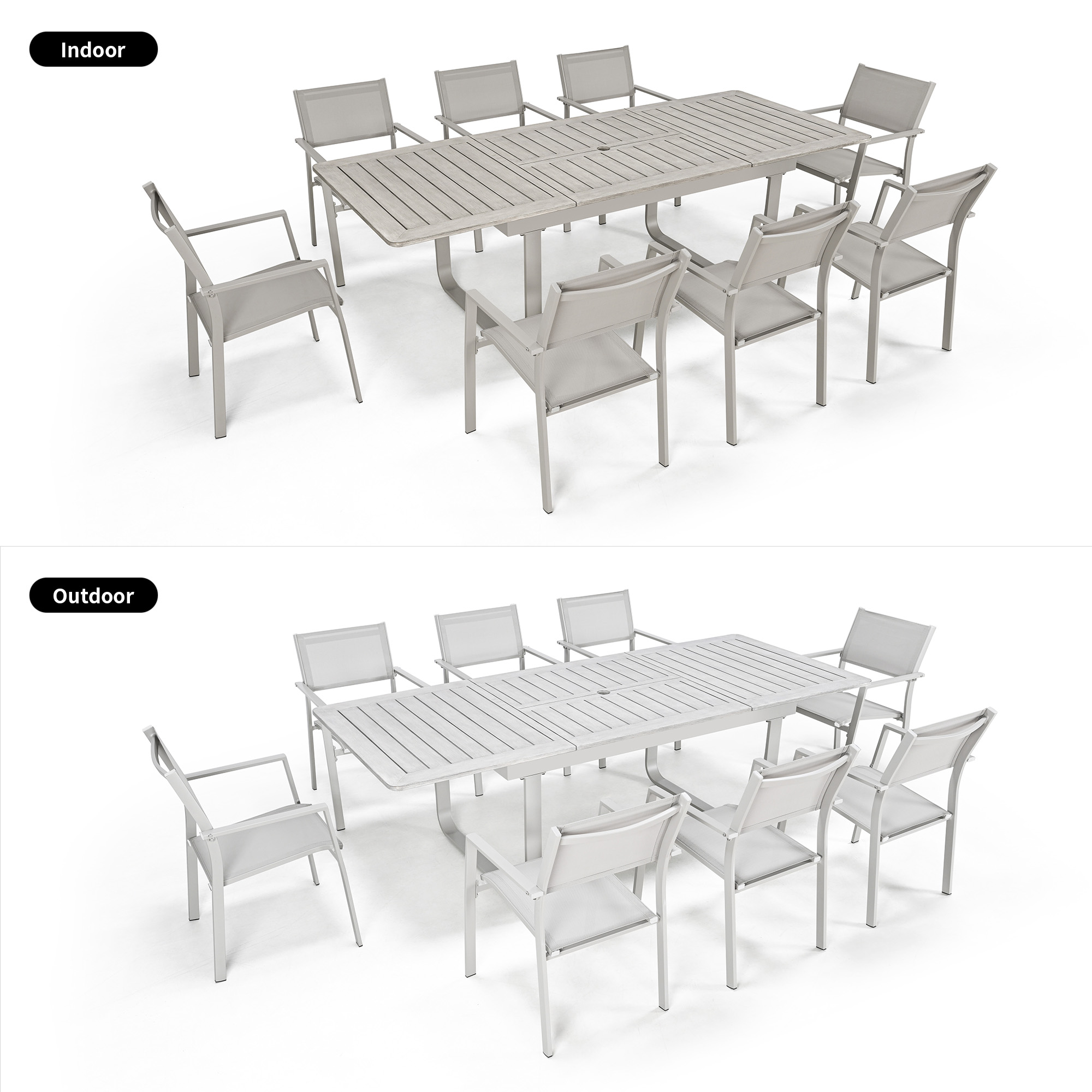 9-Piece Extendable Patio Outdoor Dining Set for 8 person - DS057