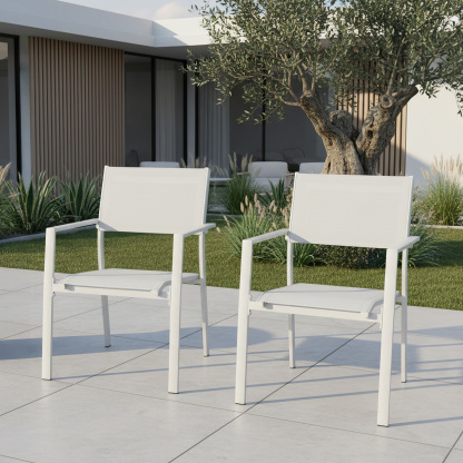 2-Piece Patio Stackable Dining Chairs with Textilene -C054