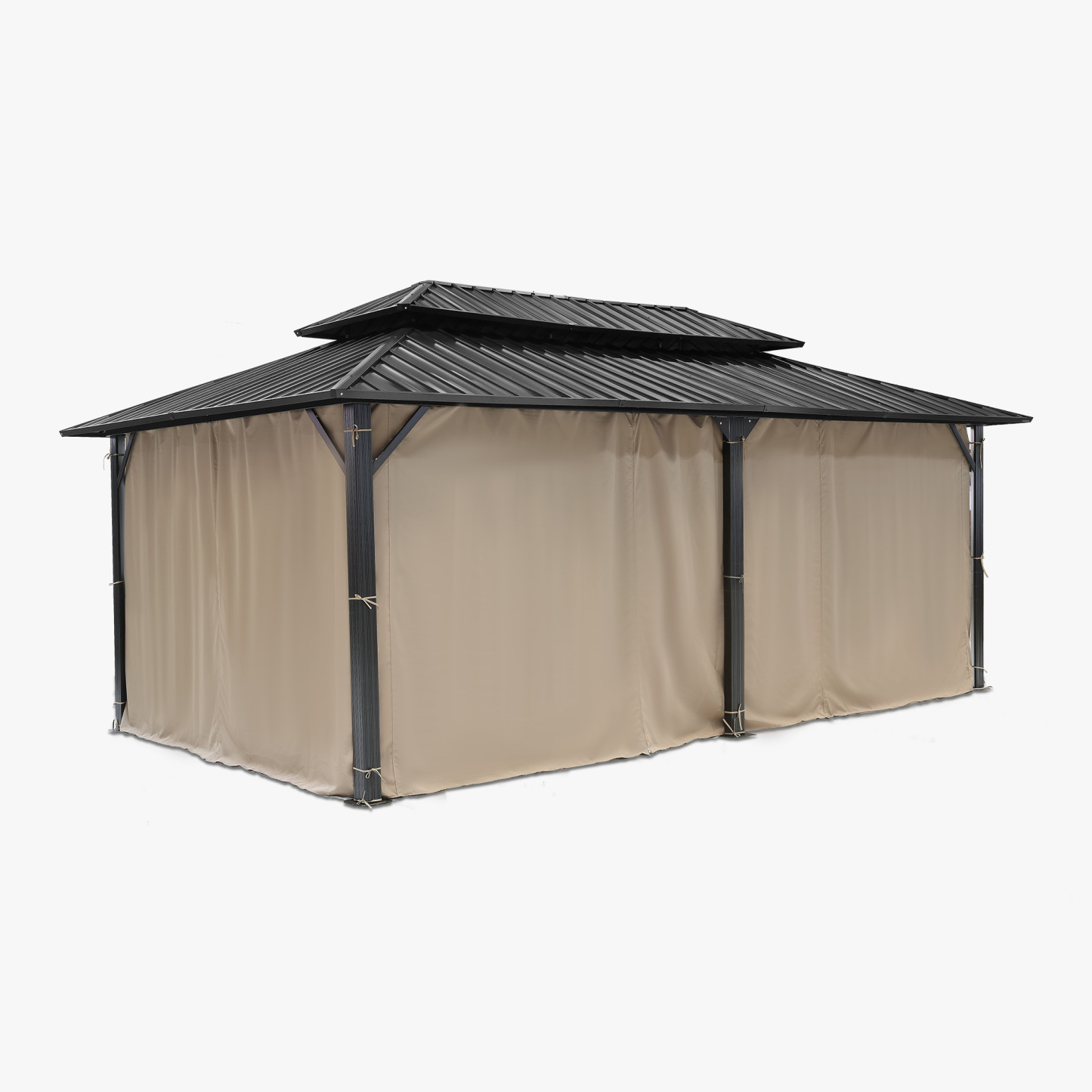 12' x 20' Outdoor Patio Hardtop Gazebo with Netting and Curtains - G030-5