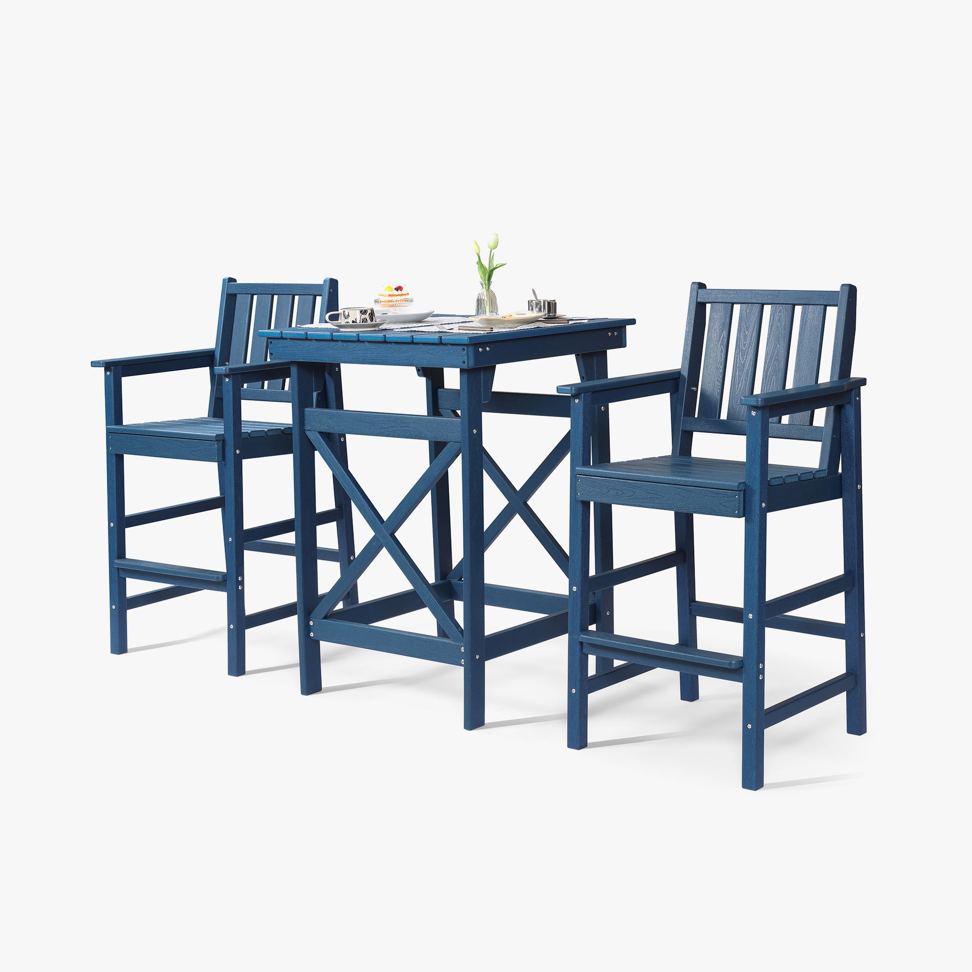 3/5-Piece HDPE Patio Adirondack Outdoor Bar Chairs Set - DS079
