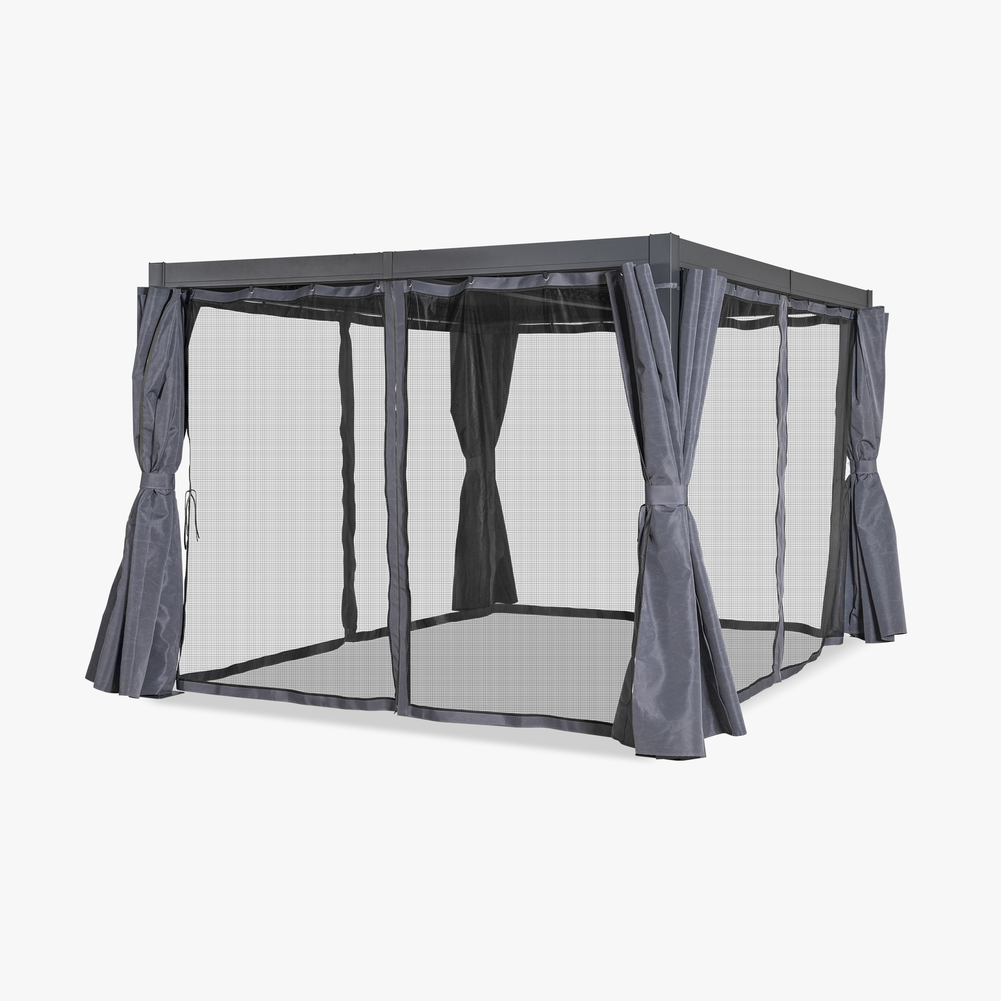 Aluminum Adjustable Louvered Pergola with Curtains and Netting