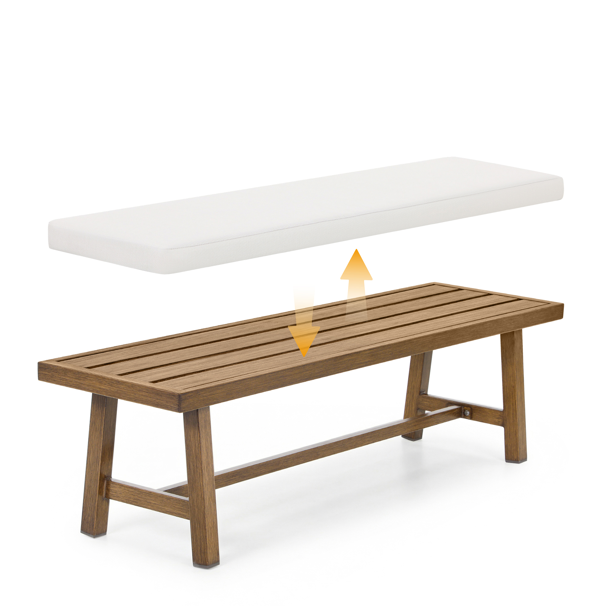 Aluminum Outdoor Patio Bench with Breathable  Cushion - C082