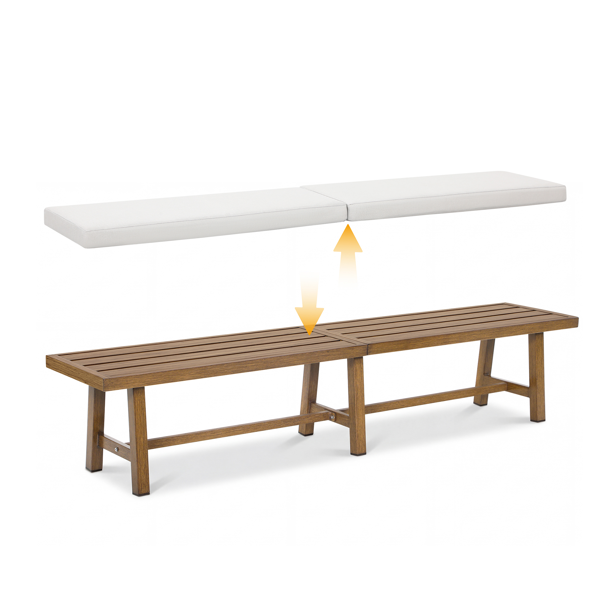 Aluminum Outdoor Patio Bench with Breathable  Cushion - C082