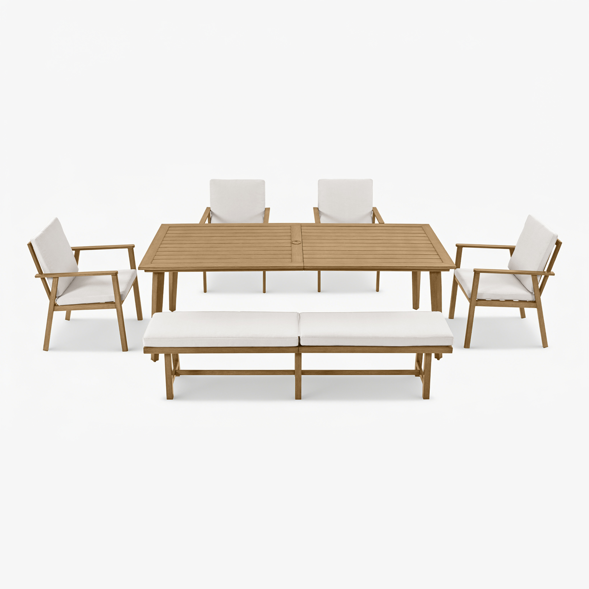 6-Piece Aluminum Patio Dining Set with 76" 3-Seater Bench - DS086