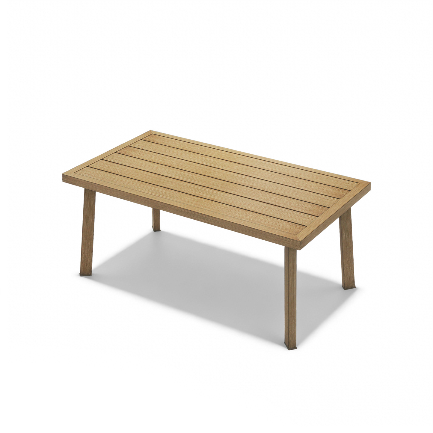 An artistic Patio Rectangle Coffee Table with wood grain texture design, perfect for modern patios. - Seehill