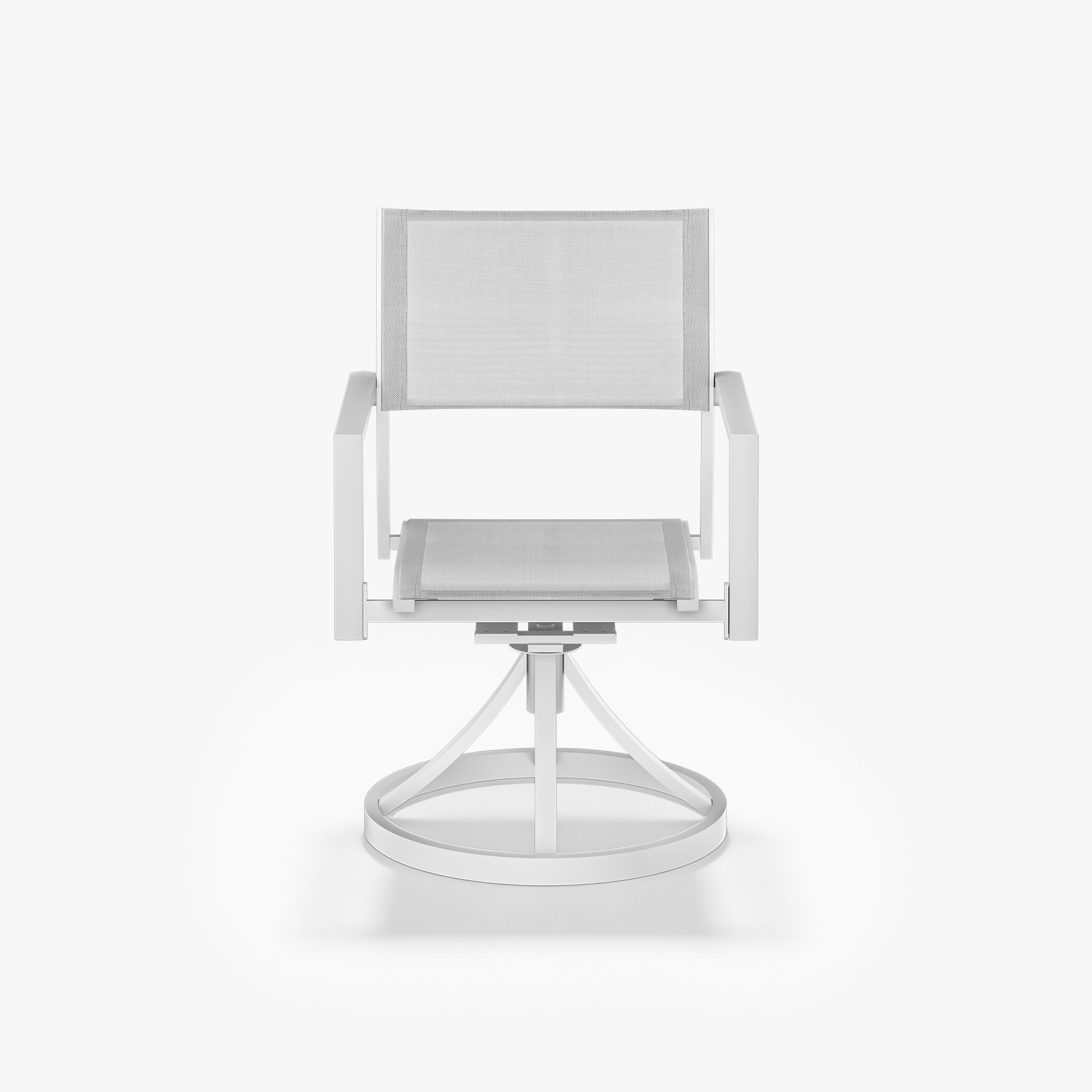 White stackable patio swivel dining chair with mesh seat and backrest-Seehill