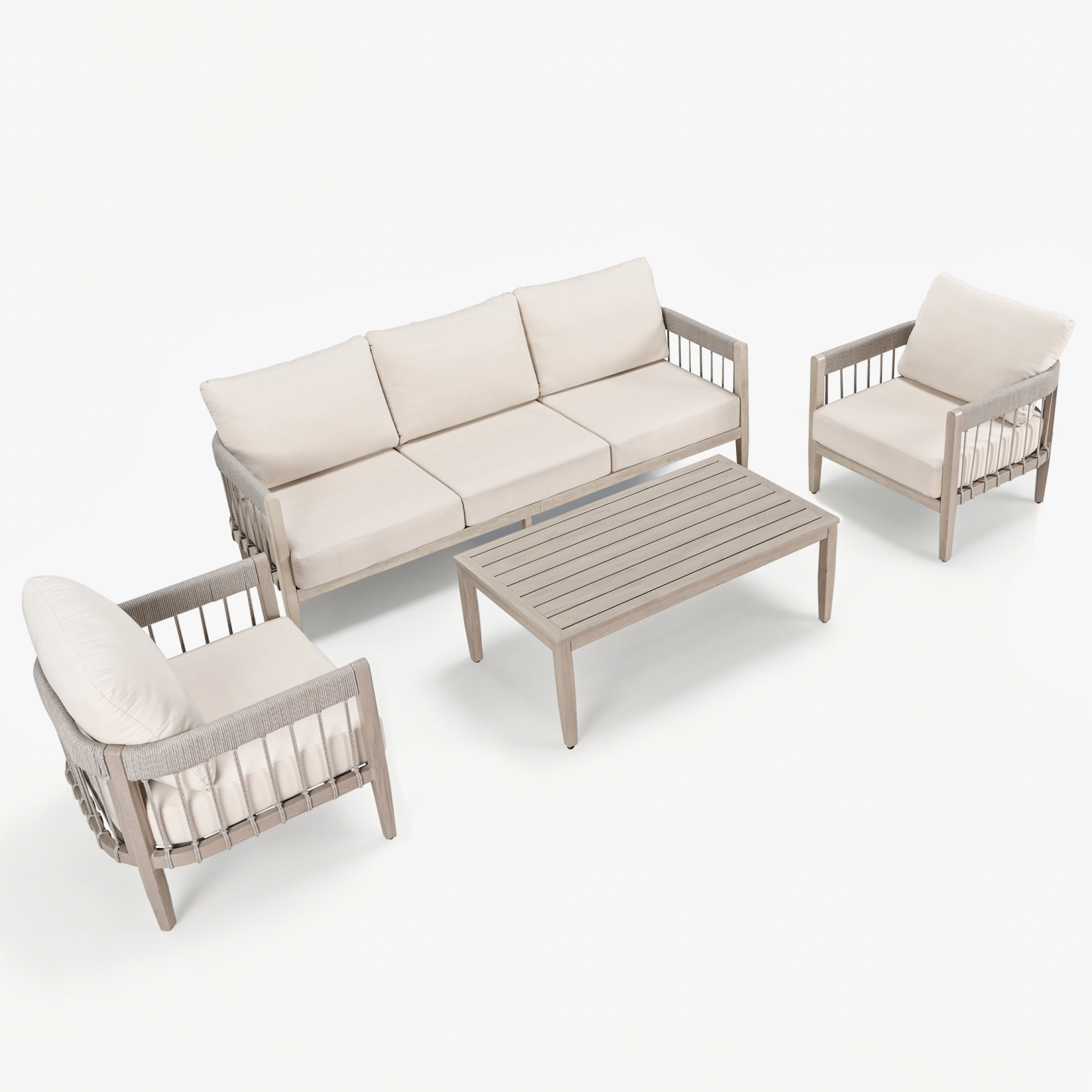 4-Piece Patio Furniture Set with Faux Wood Grain - SS040