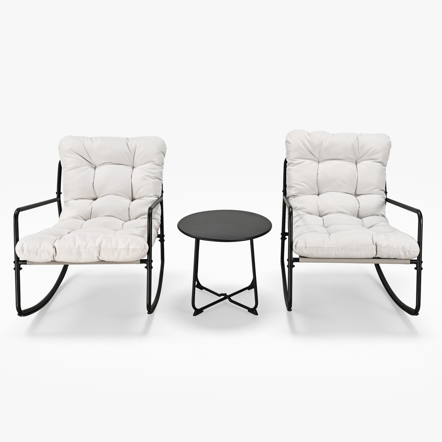 3-Piece Metal Comfy Modern Patio Rocking Chair Set - C032-3