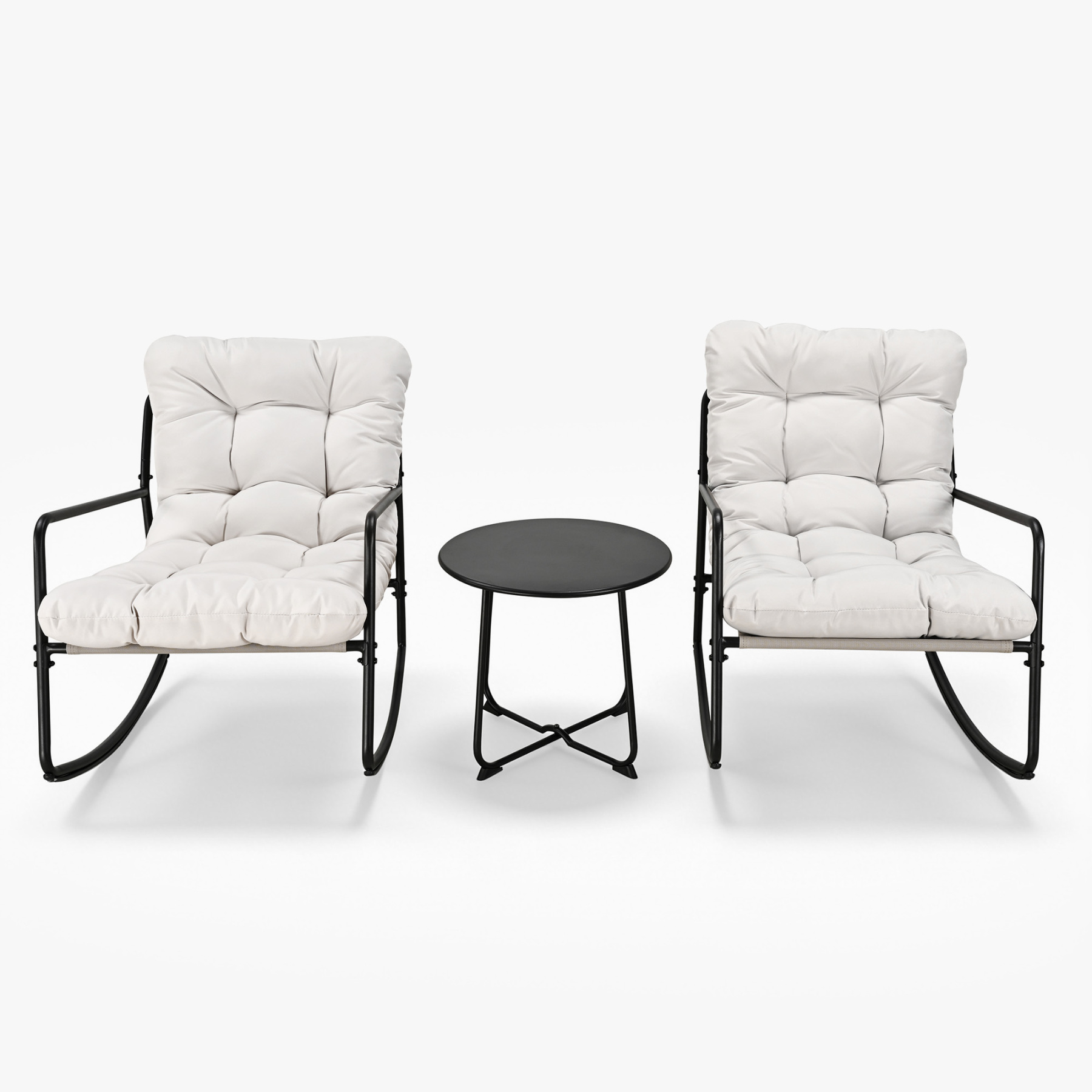 3-Piece Metal Comfy Modern Patio Rocking Chair Set - C032-3