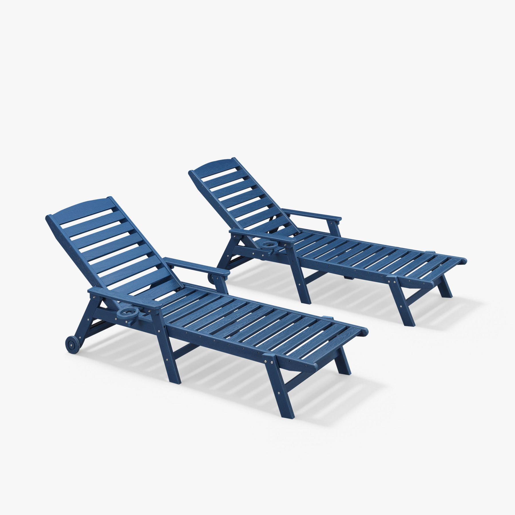 2-piece Patio Adjustable Outdoor Lounge with Wheels & Cup Holder - L031-2