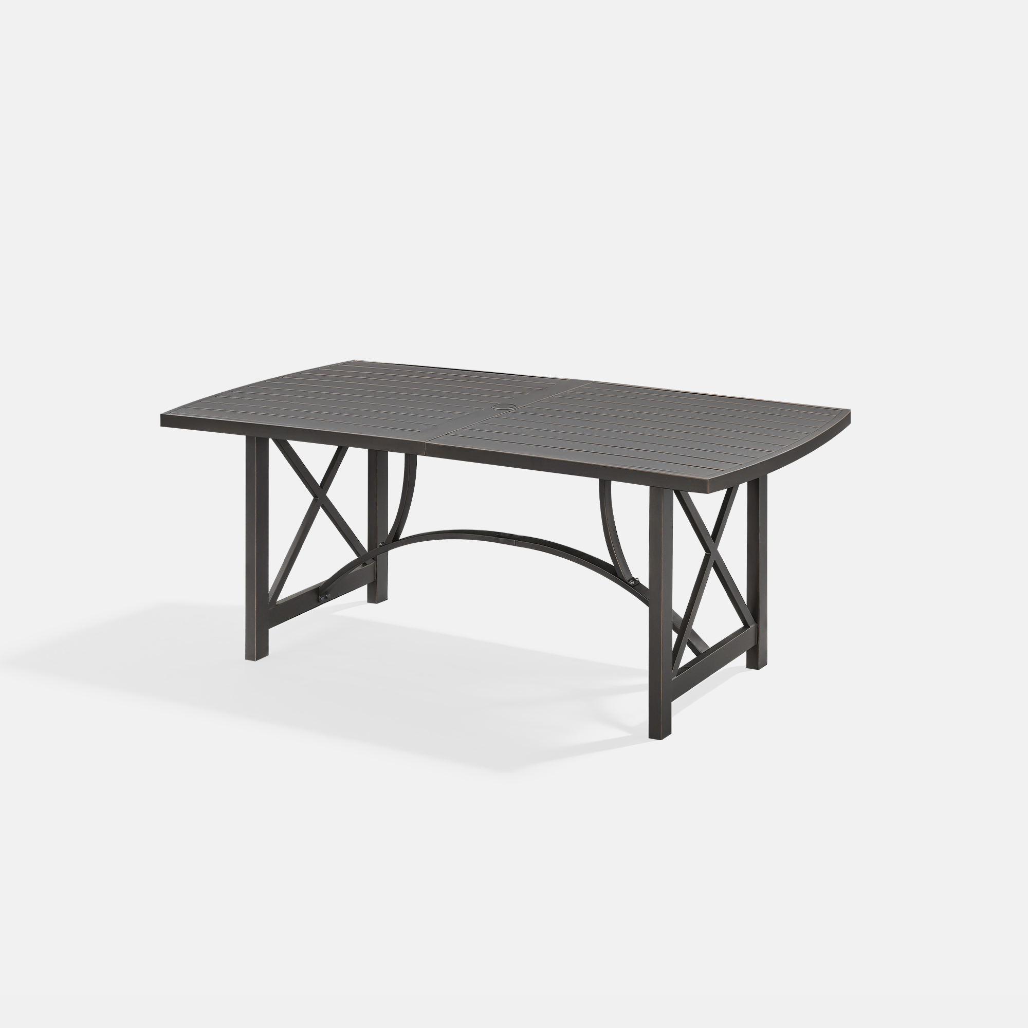 Patio Rectangle Dining Table with Umbrella Hole for 6 person - D026