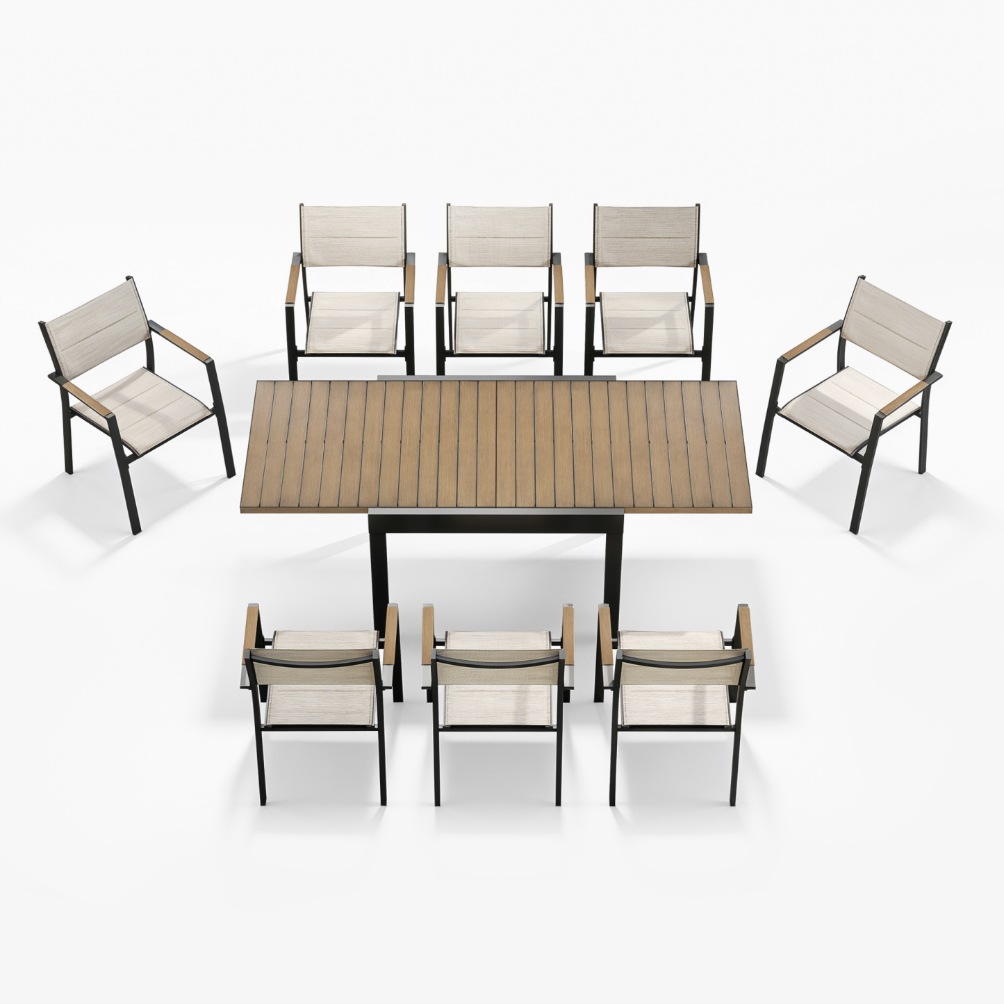 9-piece Extendable Outdoor Dining Set for 8 person- DS065-1