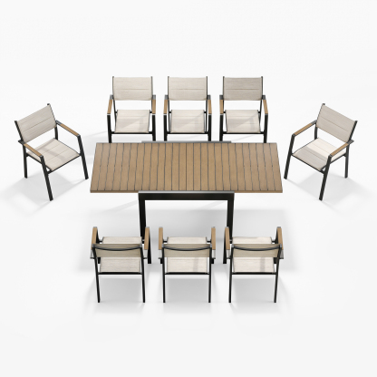 9-piece Extendable Outdoor Dining Set for 8 person- DS065-1