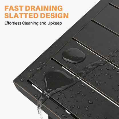 Patio Outdoor Rectangle Coffee Table with Slatted Tabletop - D070