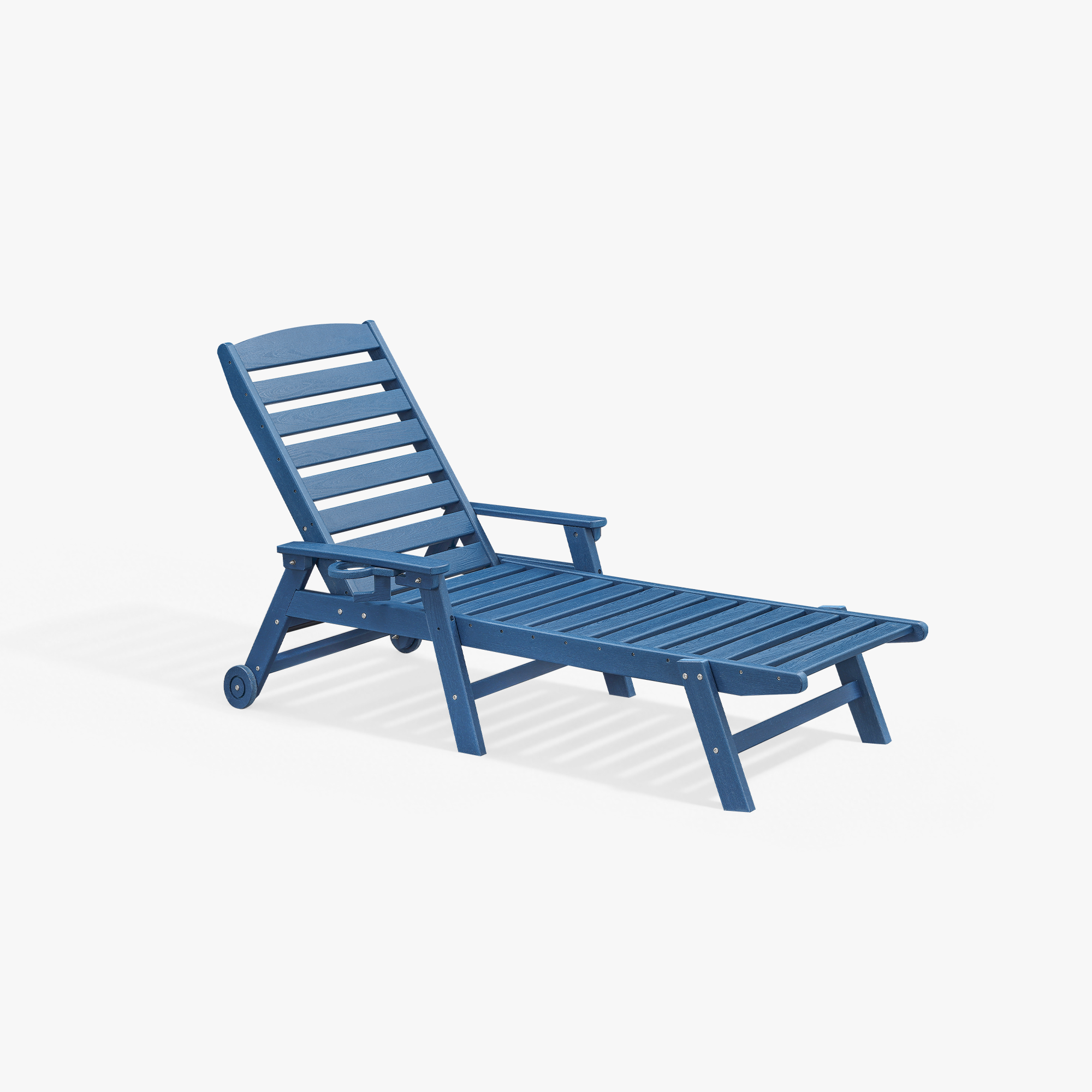 HDPE Patio Adjustable Outdoor Lounge with Wheels & Cup Holder - L031-1