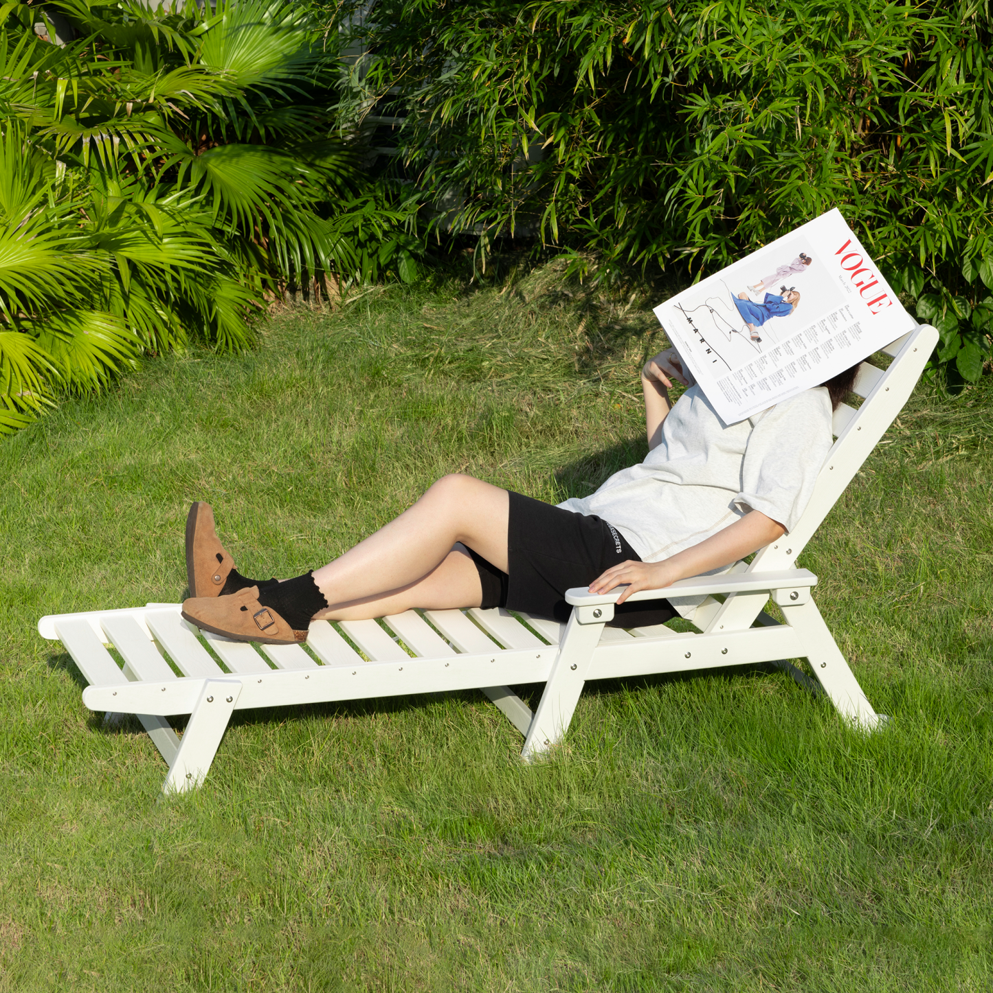 2-piece Patio Adjustable Outdoor Lounge with Wheels & Cup Holder - L031-2