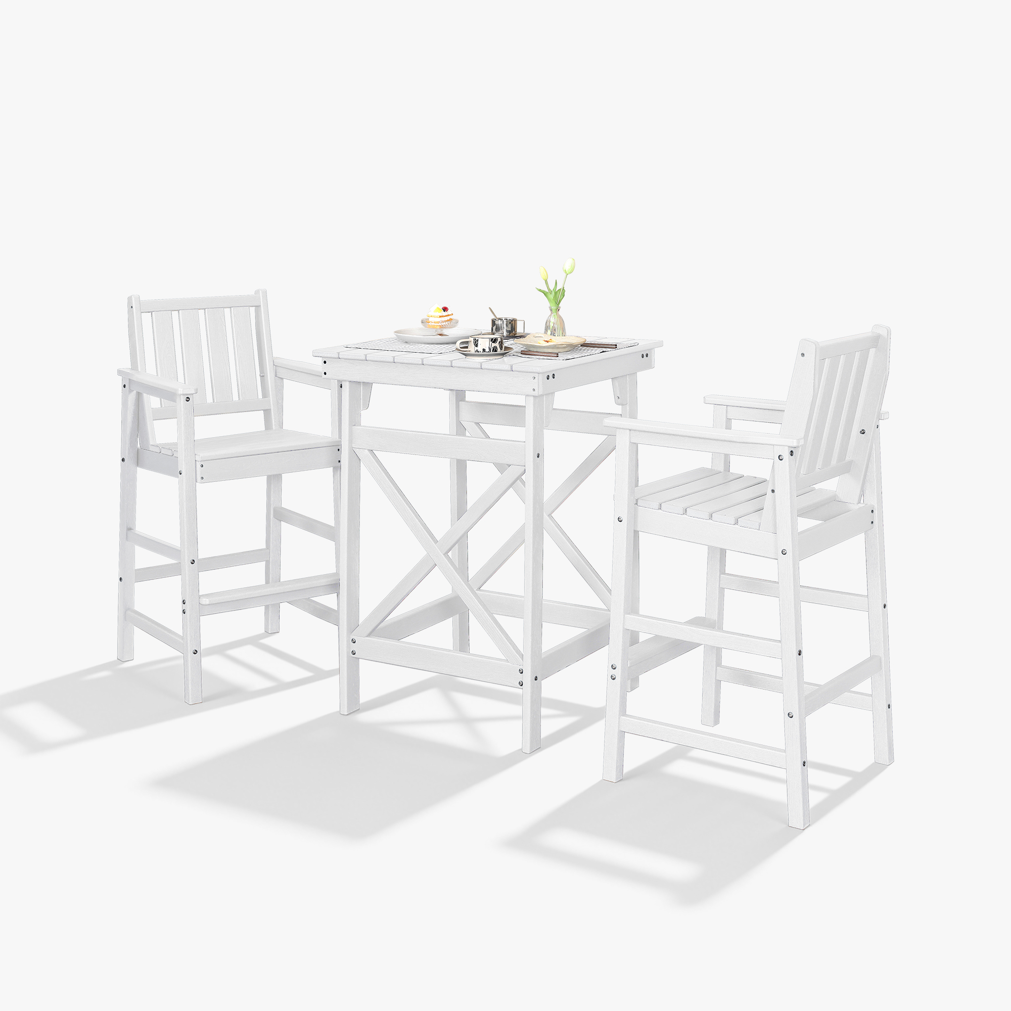 3/5-Piece HDPE Patio Adirondack Outdoor Bar Chairs Set - DS079