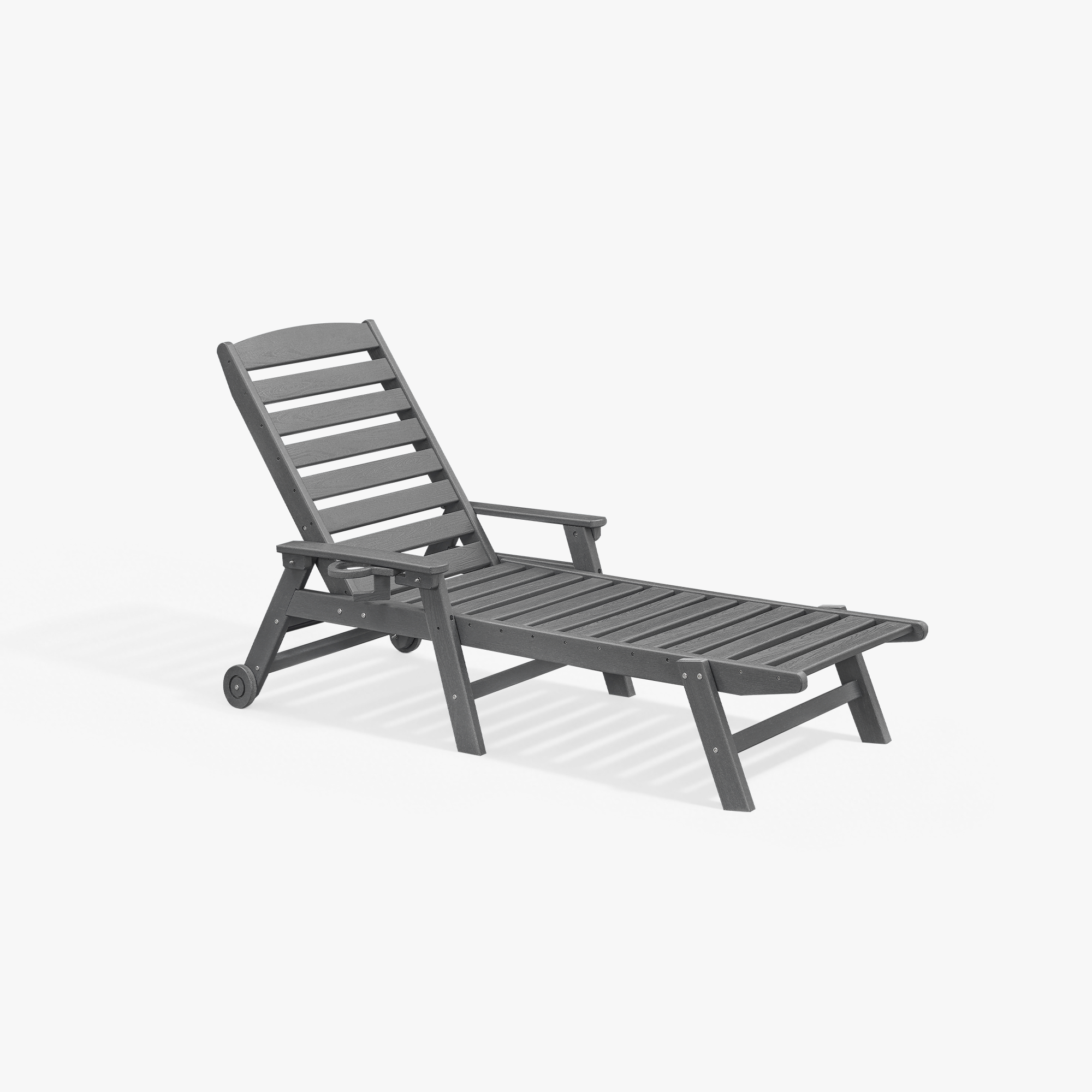 Polythos® HDPE Patio Adjustable Outdoor Lounge with Wheels & Cup Holder - L031-1