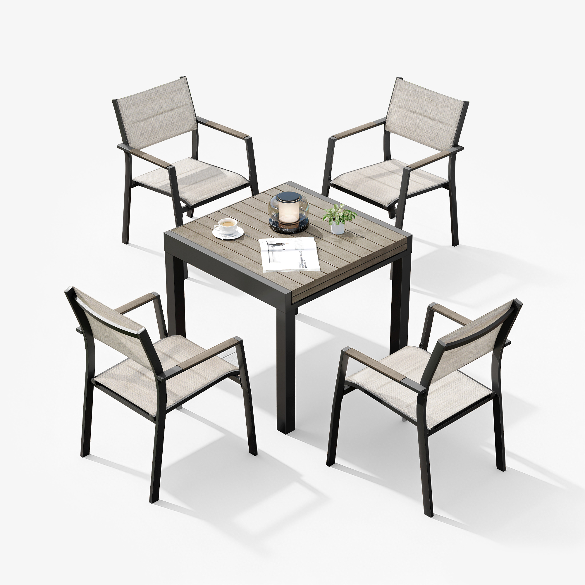 5-piece Extendable Outdoor Dining Set for 4 person- DS064-1