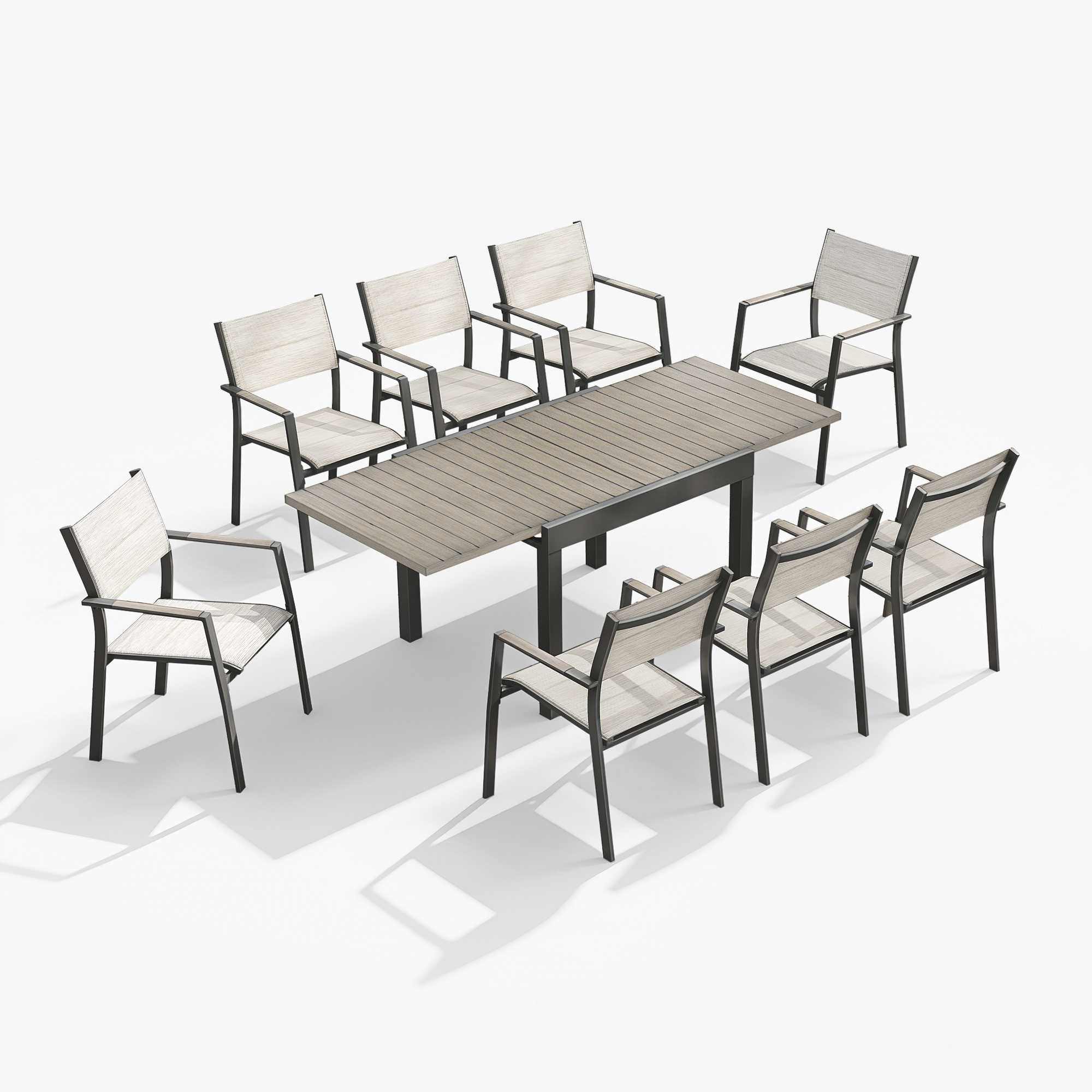 9-piece Extendable Outdoor Dining Set for 8 person- DS065-1