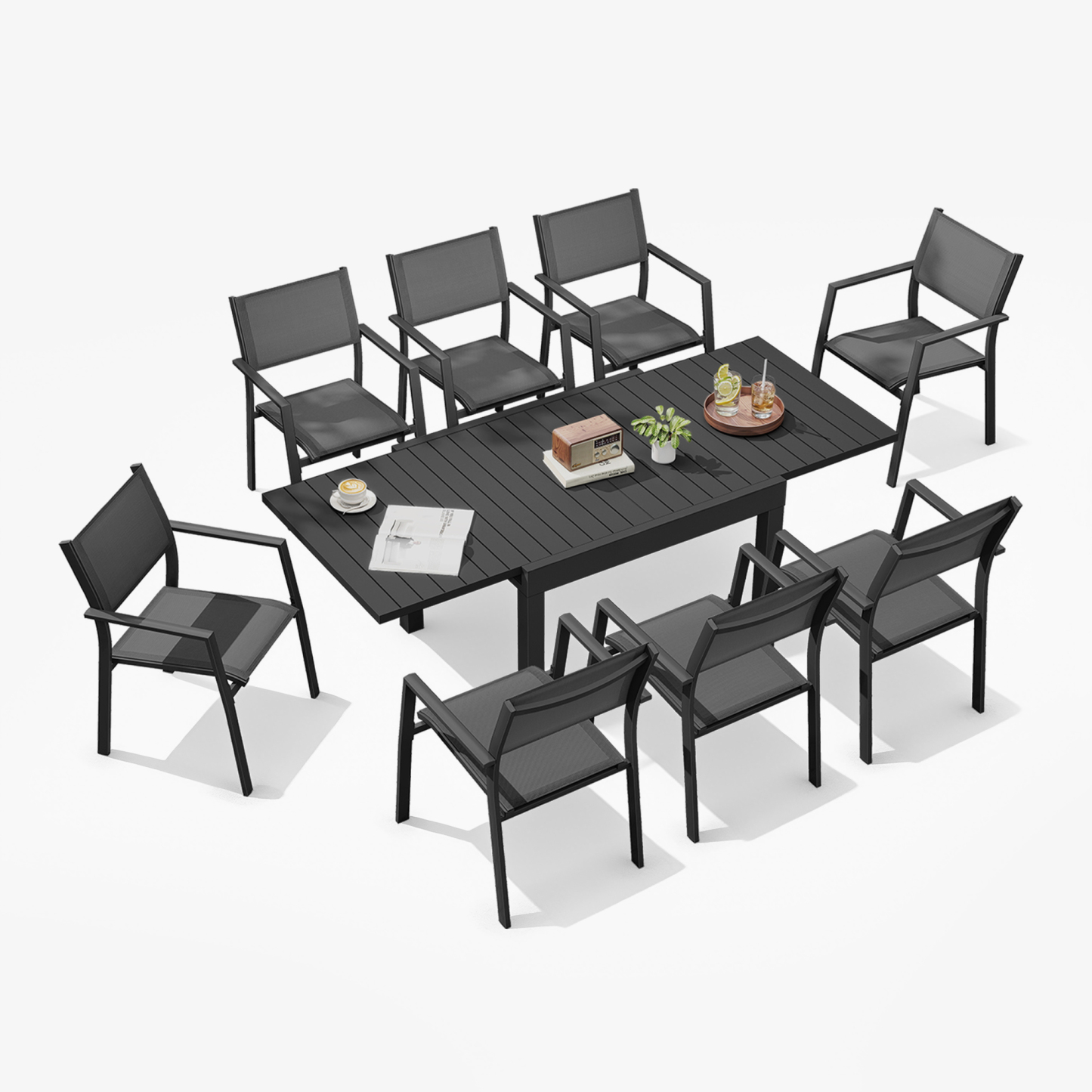9-piece Extendable Outdoor Dining Set for 8 person- DS065-1