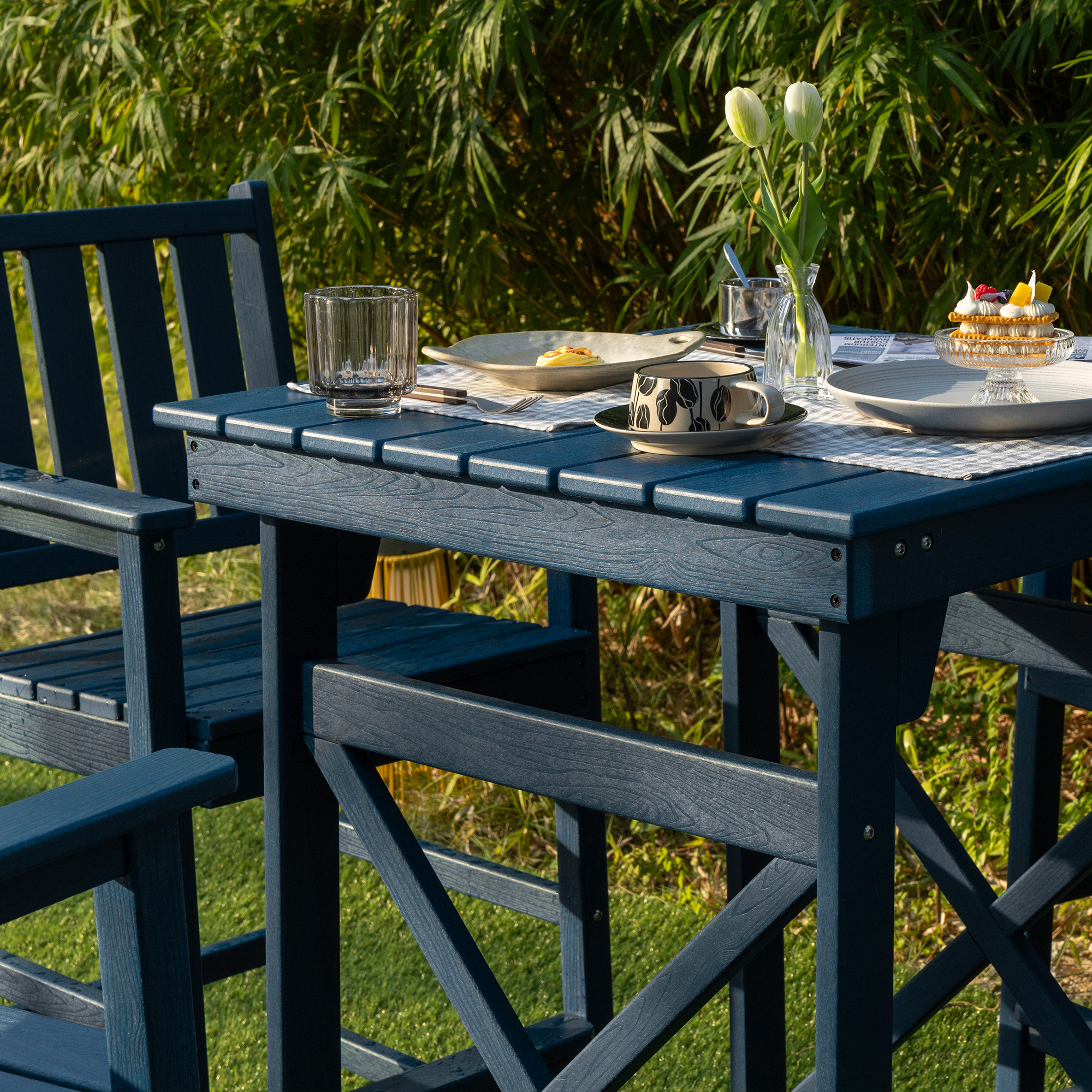 3/5-Piece HDPE Patio Adirondack Outdoor Bar Chairs Set - DS079