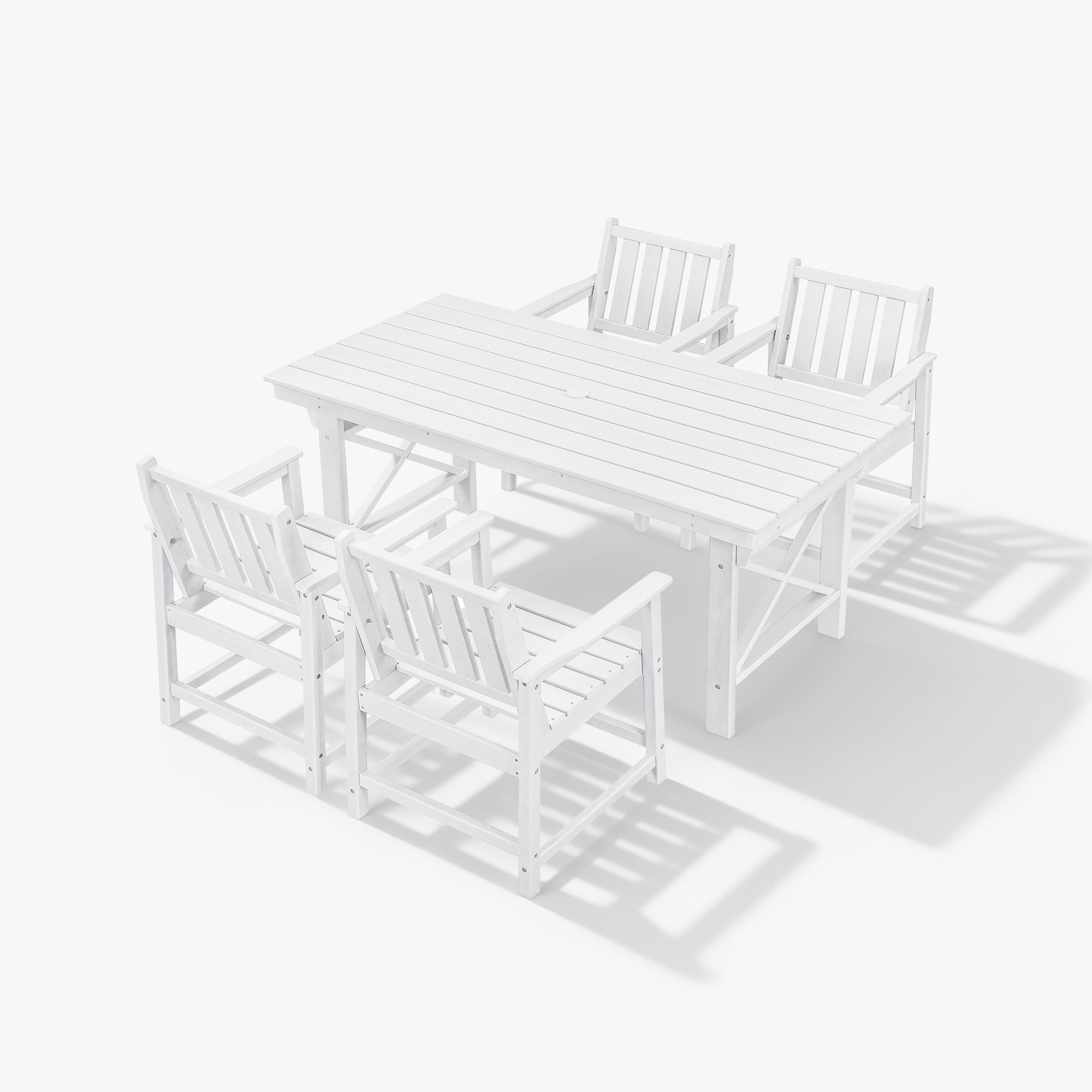 5-Piece HDPE Patio Dining Set with Umbrella Hole - DS076-1