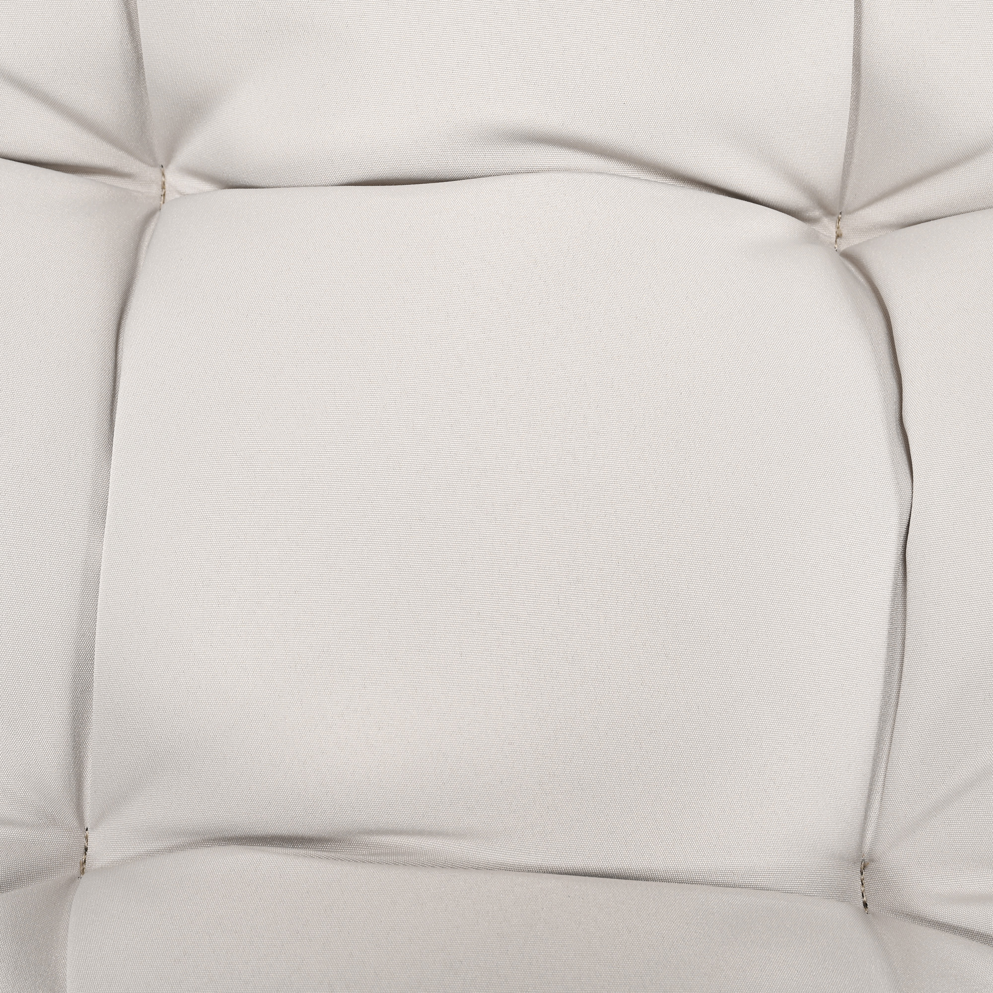 Close-up of soft cushioned seat detail on a modern metal patio rocking chair -Seehill