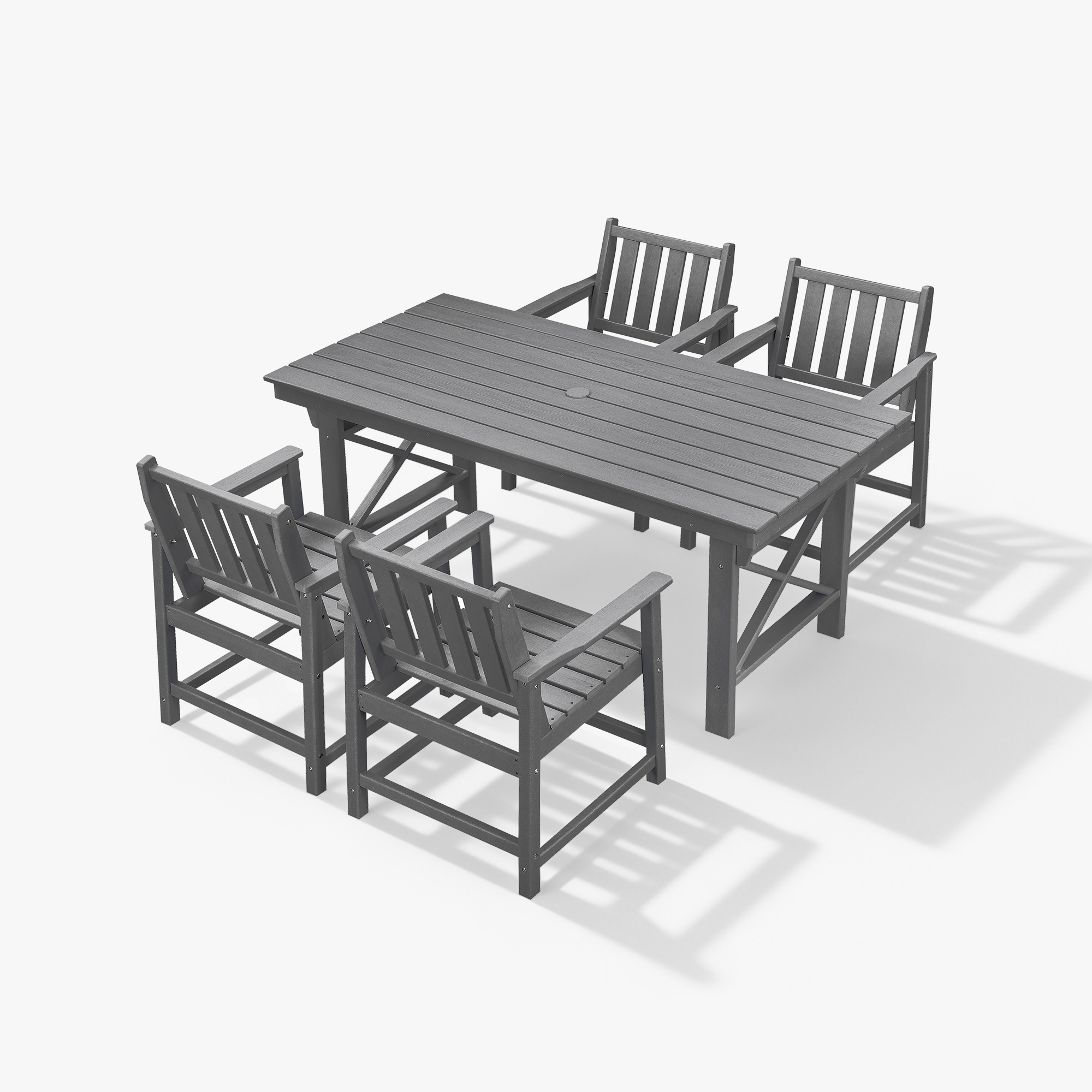 5-Piece HDPE Patio Dining Set with Umbrella Hole - DS076-1