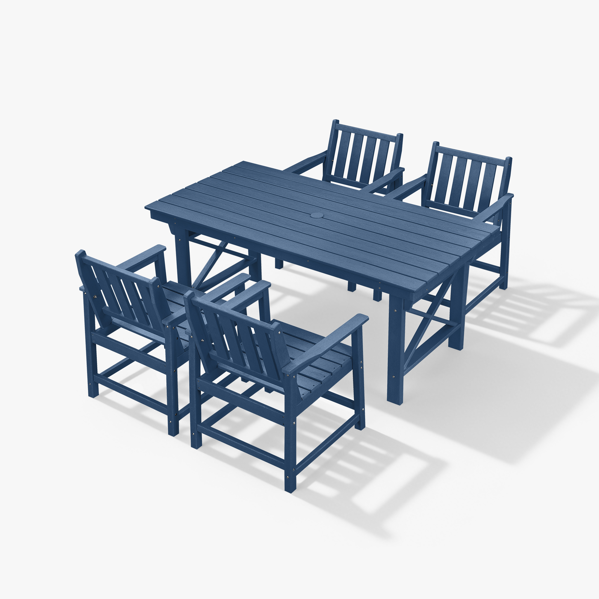 5-Piece HDPE Patio Dining Set with Umbrella Hole - DS076-1