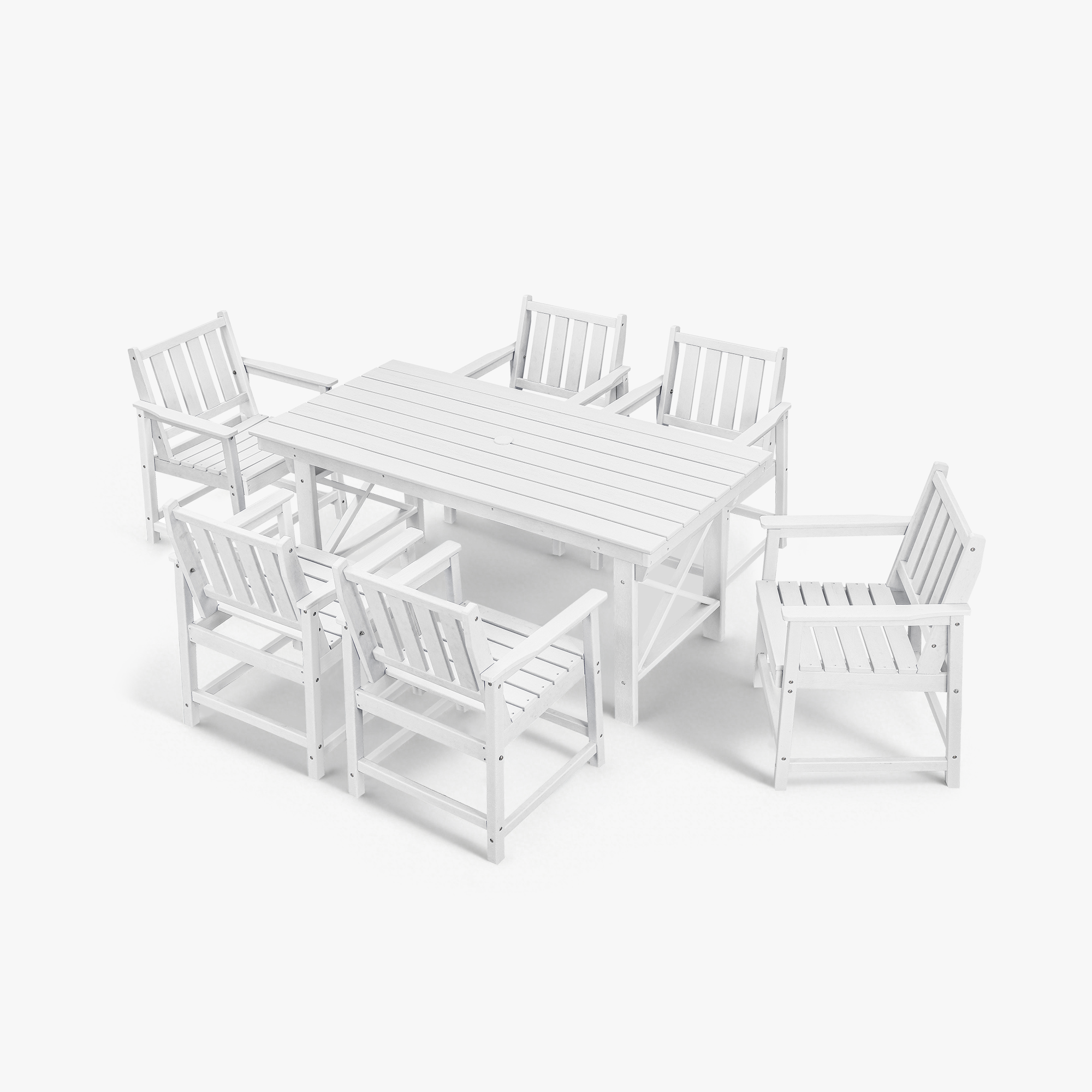 7-Piece HDPE Patio Outdoor Dining Set with Umbrella Hole - DS076-3