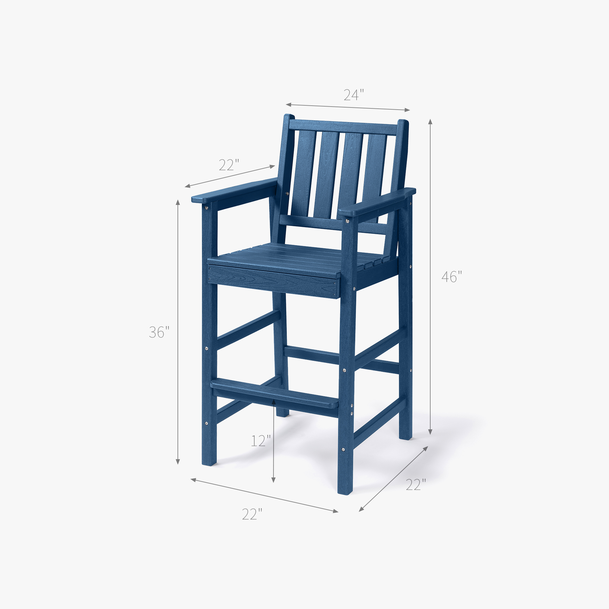 2-Piece HDPE Patio Tall Adirondack Bar Chair Set with Footrest - C077