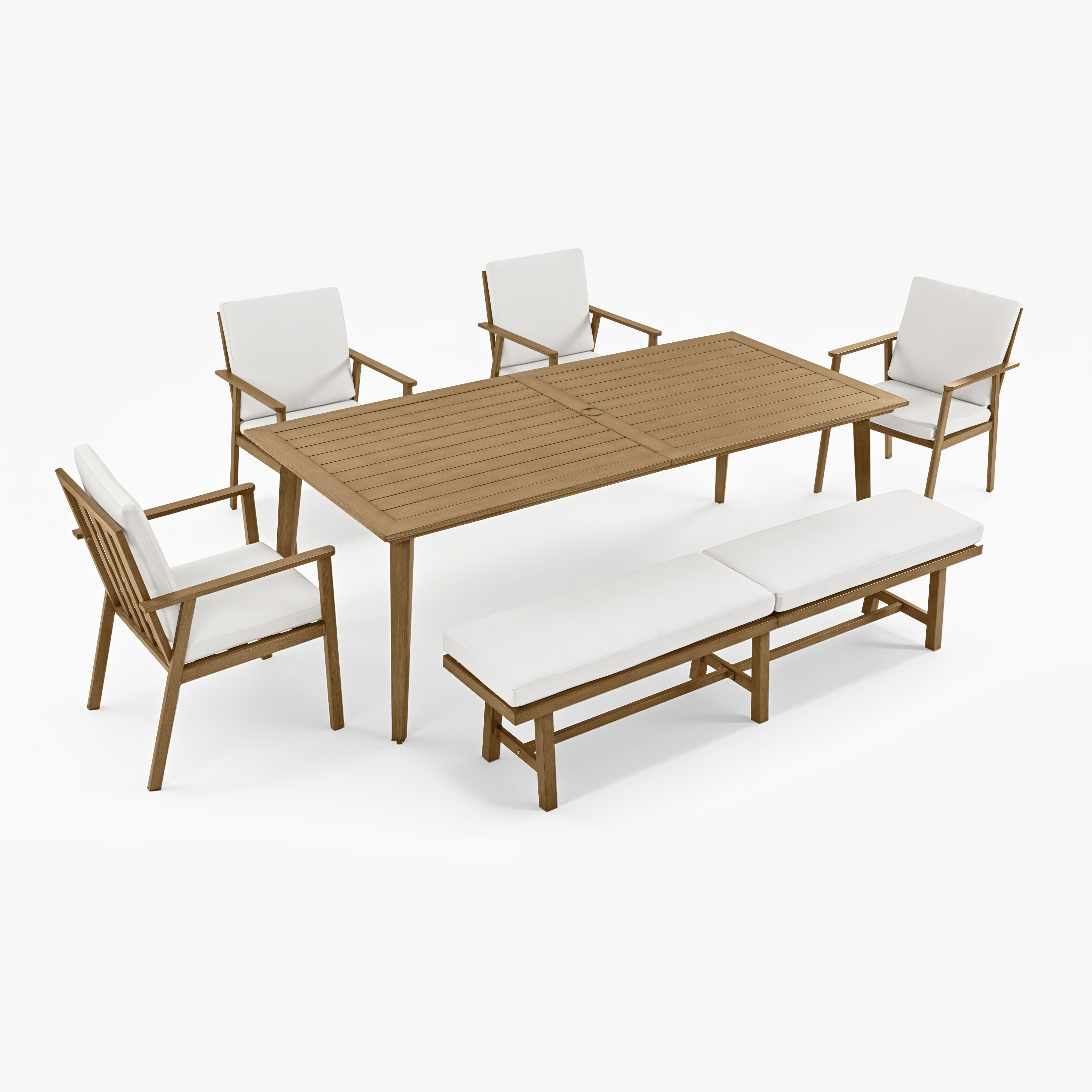 6-Piece Aluminum Patio Dining Set with 76" 3-Seater Bench - DS086