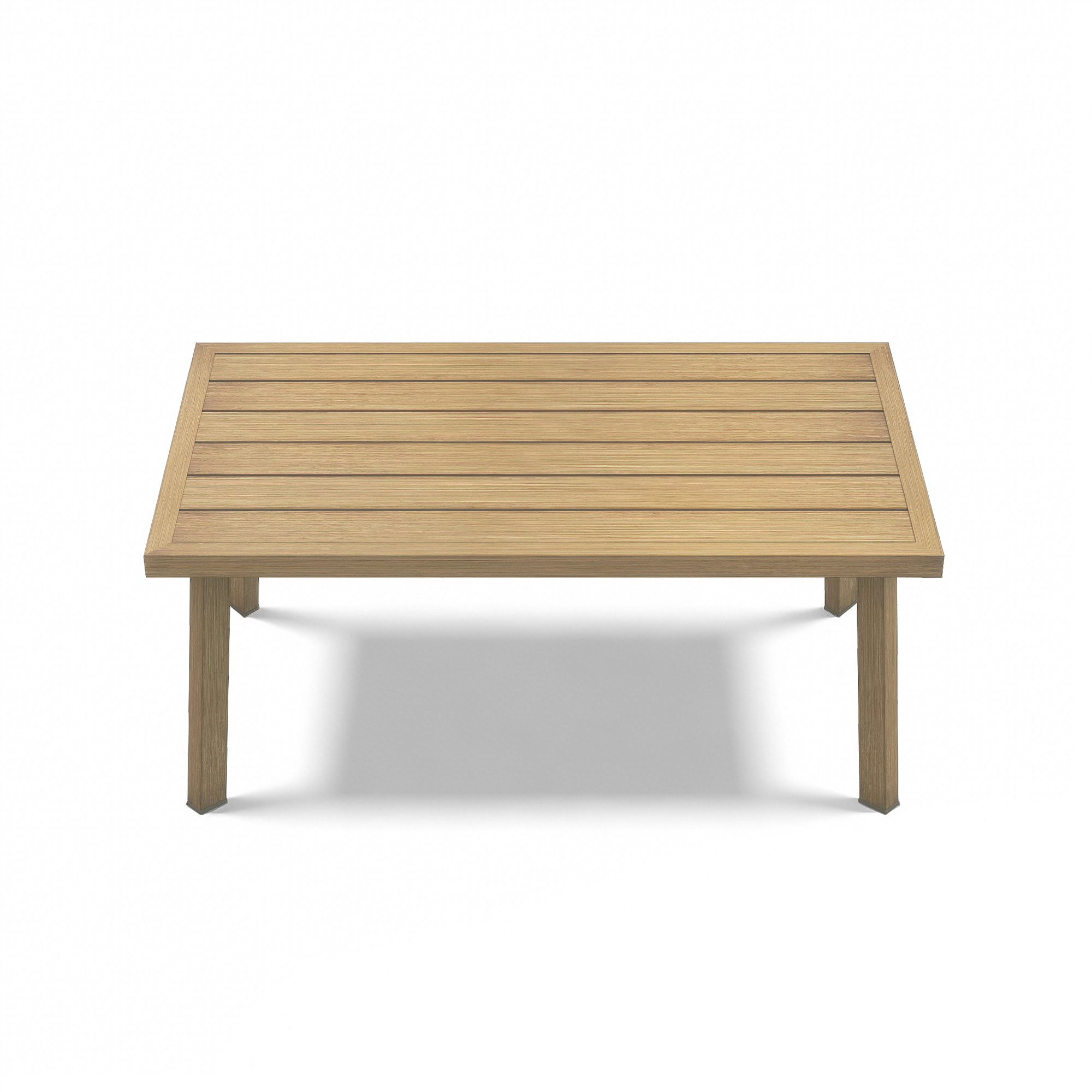 Lattice Rectangular patio coffee table with natural wood grain texture and sturdy legs on-Seehill