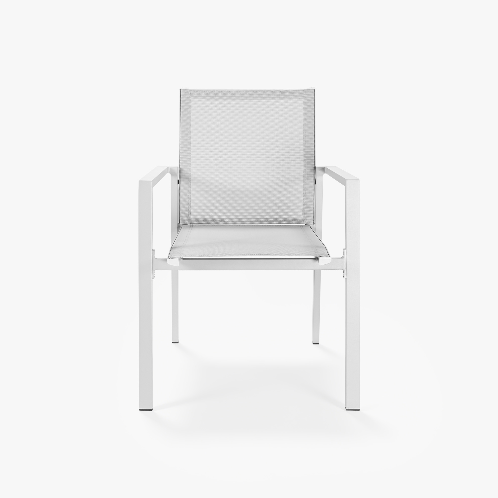 White stackable patio dining chair with full mesh seat and backrest-Seehill