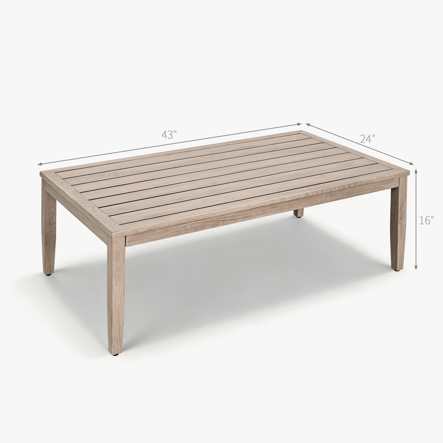 Patio Outdoor Coffee Table with Faux Wood Grain Finish Frame - C039