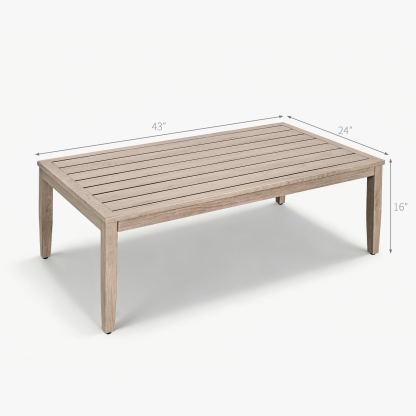 Patio Outdoor Coffee Table with Faux Wood Grain Finish Frame - C039